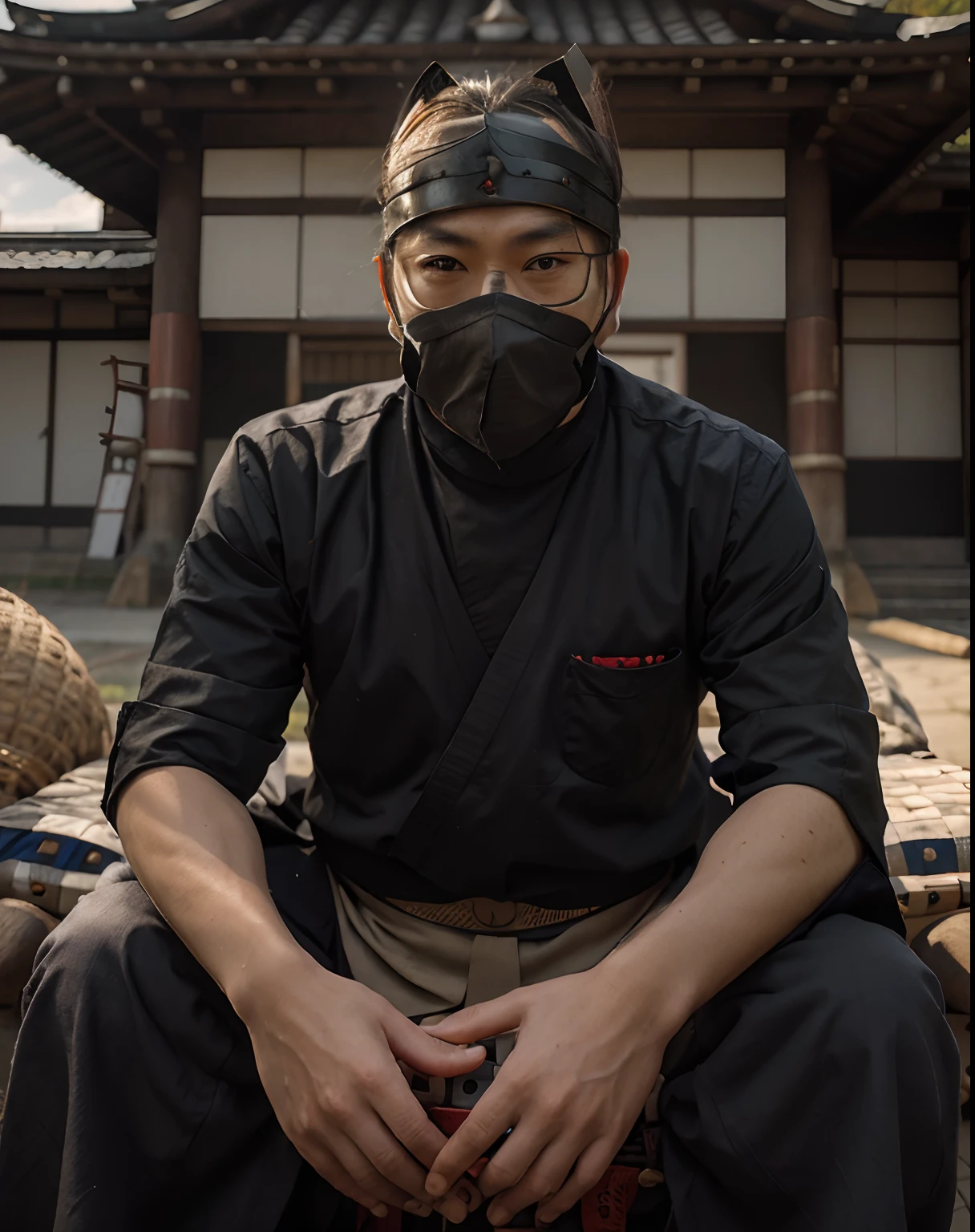 Feudal Japan setting, samurai mask, samurai, 4K, realistic