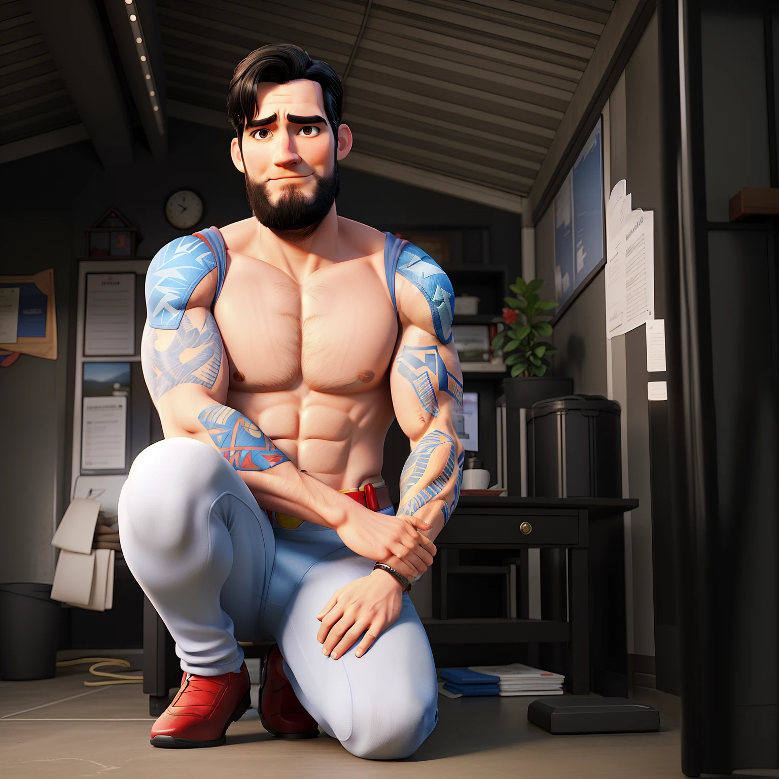 Create a realistic photo of Superman hugging this guy in the photo the details is up to your creativity