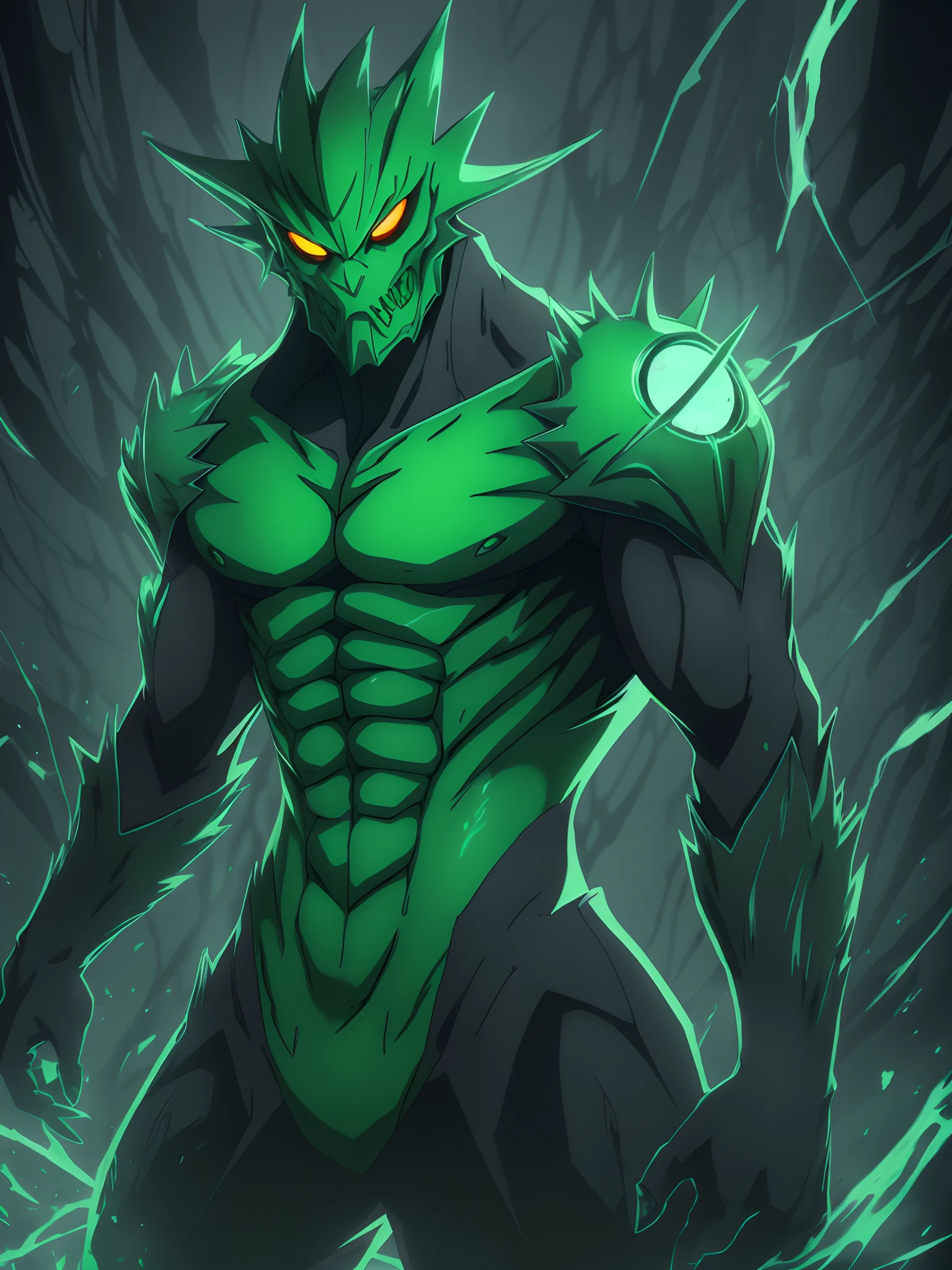 Aliggator monster (( anime style)), green escames --auto --s2
