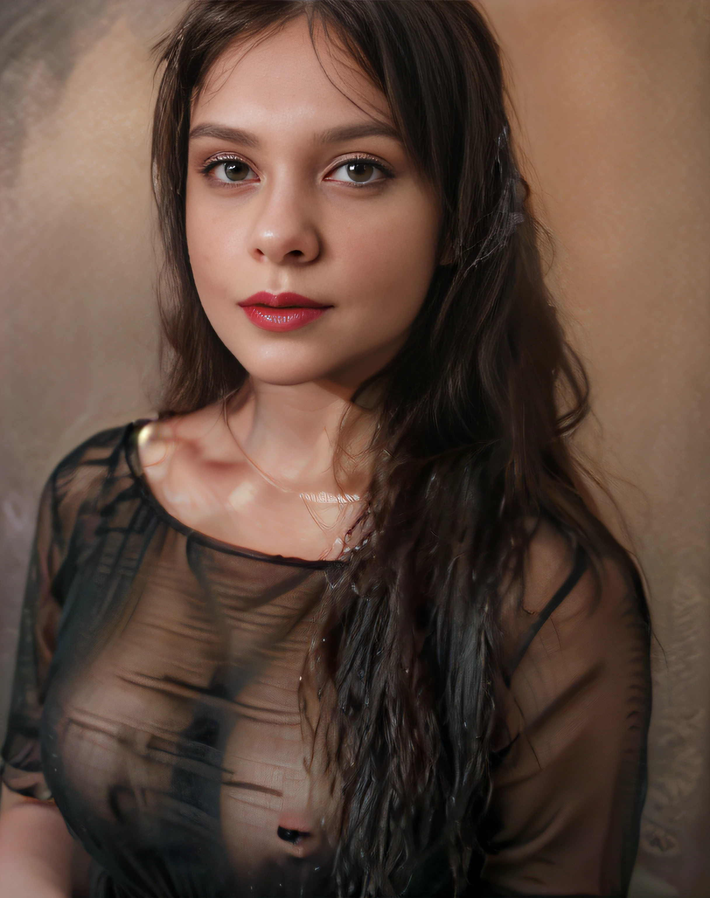 (Best quality, realistic: 0.5, in blouse), red lips, sexy, long hair, black eyes, happy, full body, detailed eyes and lips, bold expression, refined, strong lighting, ultra-fine painting, professional, erotic, sharp focus, vivid colors