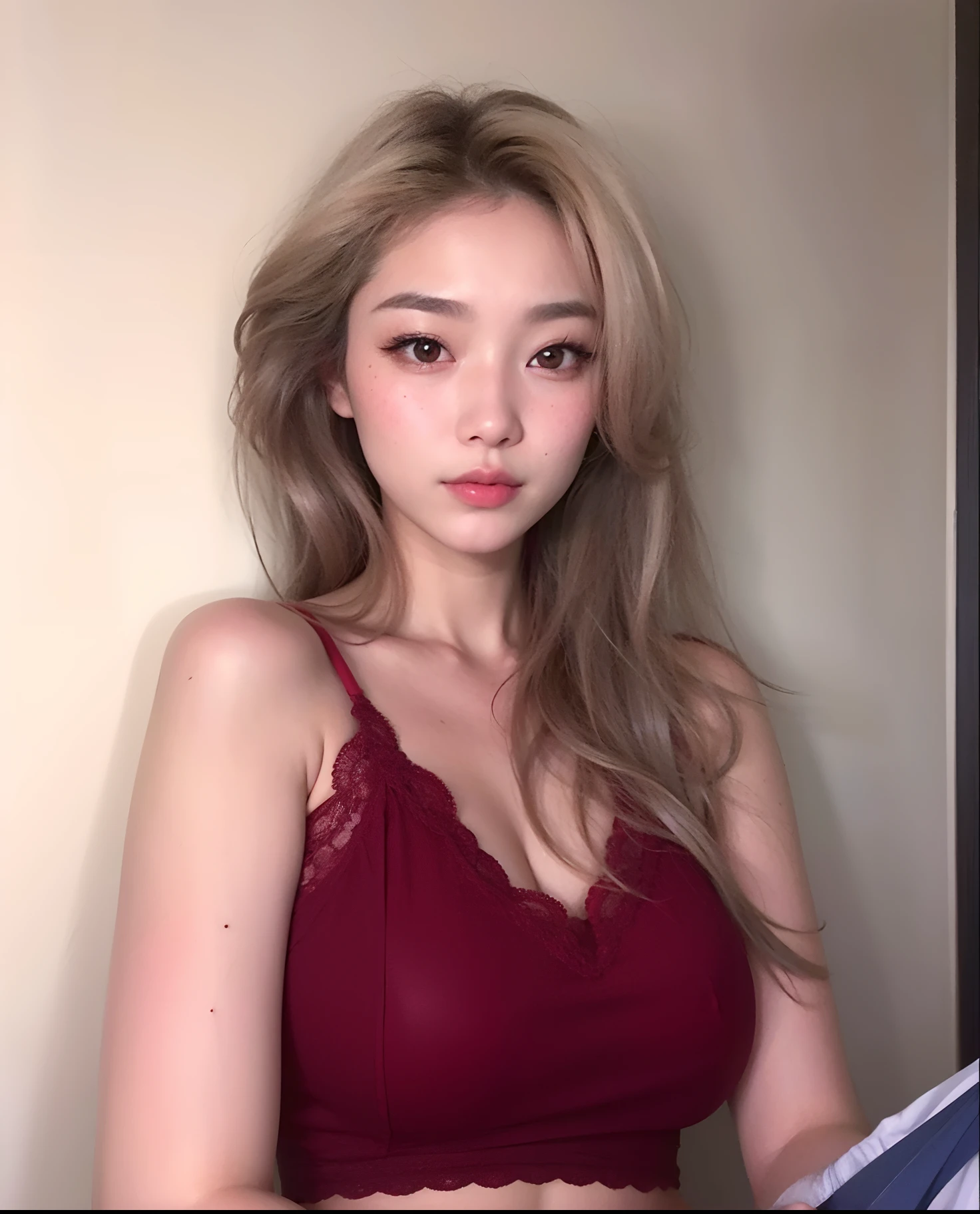 Araffed woman in a red bra top holding a blue and white umbrella, Mulher sul-coreana bonita, coreana, linda mulher coreana jovem, mulher coreana jovem bonita, Mulher coreana, Ulzzang, Beautiful Asian girl, Heonhwa Choe, Jaeyeon Nam, Asian girl, 18 anos, maquiagem sul-coreana popular, maquiagem coreana popular