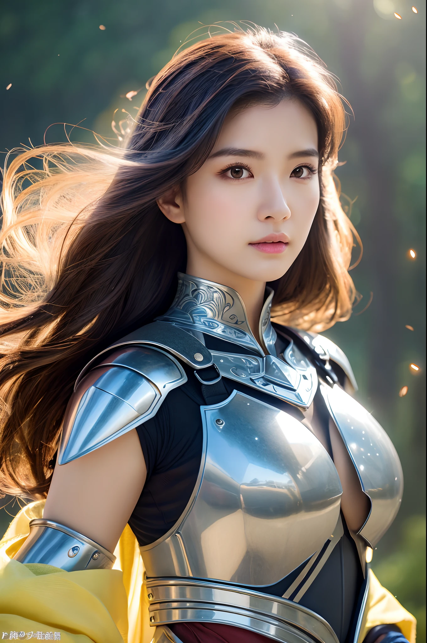 8K、Big Breasts Super Detailed、masterpiece、top-quality、(ighly detailed)、dynamic ungle、mysterious look、Wind-effect、Fantasy Background、Rim Lighting、ciinematic light、超A high resolution、8K UHD、film grains、Best Shadows、delicate、RAW、Particles of light、detailed skin textures、detailed armor texture、A detailed face、intricate-detail、ultra-detailliert、发光、strong con、Silver armor、(Holding weapons)、Slashing、Slashing Action、large full breasts,scapular、radiant eyes、 long cloak、Fantasia、(逼真)、armor on the shoulders、Convoluted、Convoluted、Perfect litthing、looking at the viewers、电影灯光、flying though the air、flight、Holy Light、Brilliant、bangss、Windy、Frozen mountains々、Long white wavy hair、Rich Queen,A sexy,enticing,Short Bob,Precision Decorated Chest Armor,