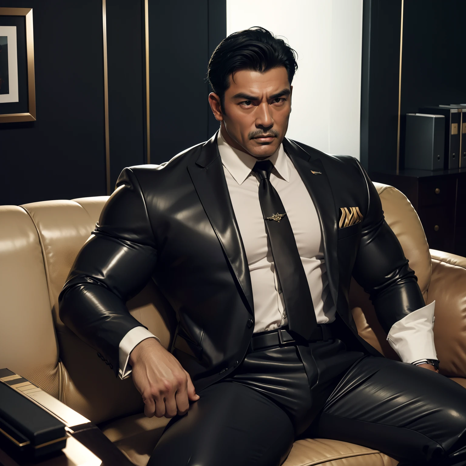 30 years old,daddy,"shiny suit ",Dad sat on sofa,k hd,in the office,"big muscle", gay ,black hair,asia face,masculine,strong man,the boss is,handsome,sex,leather gloves,lecherous dad,look straight ahead,"dad is handsome","gay dad","handsome","raise your hand"