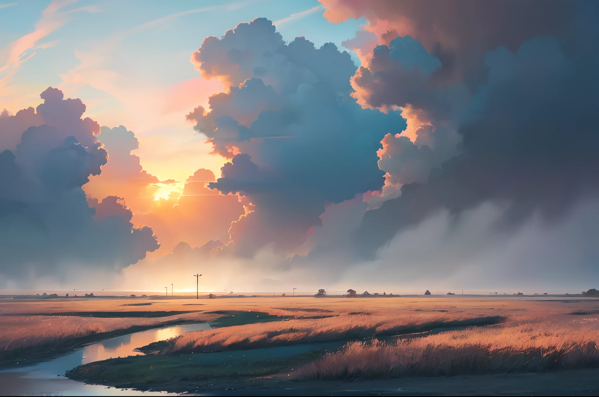 Colorful,morning glow,rios,inverted image,There are places where there is fog,Impresionismo,Beautiful