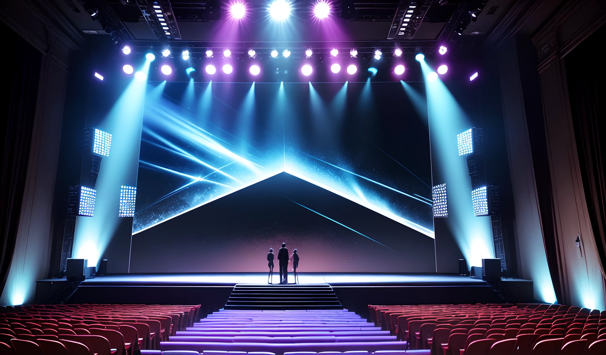 Stage design, avant-garde, post-modern, LED screen, cool, celebration for elements, award party, celebration party, stage design