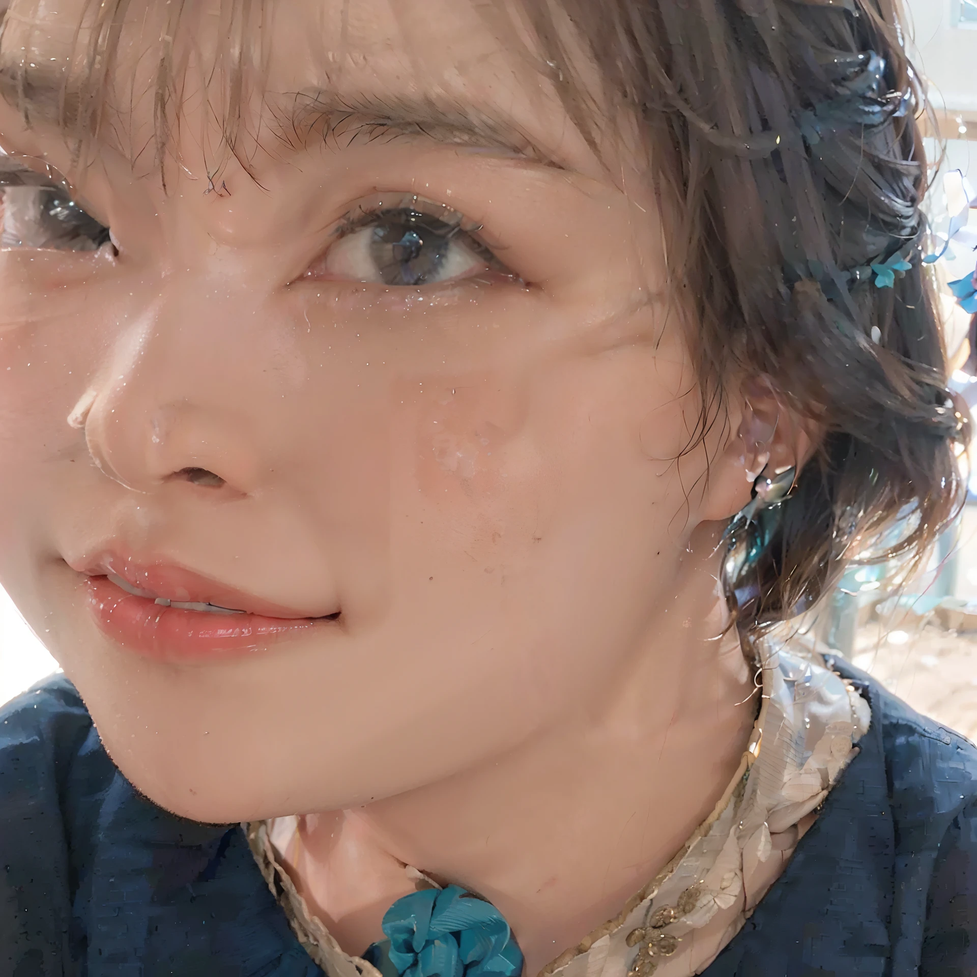 best quality, ultra hi res, photoreaslistic, a photography of a beautiful woman, 30yo teen age, detailed face, black Messy fishtail braid, (detailed porcelain doll,delicate clothes with a lot of frills and ribbons), Beach, (face close up), seductive look, looking at viewer