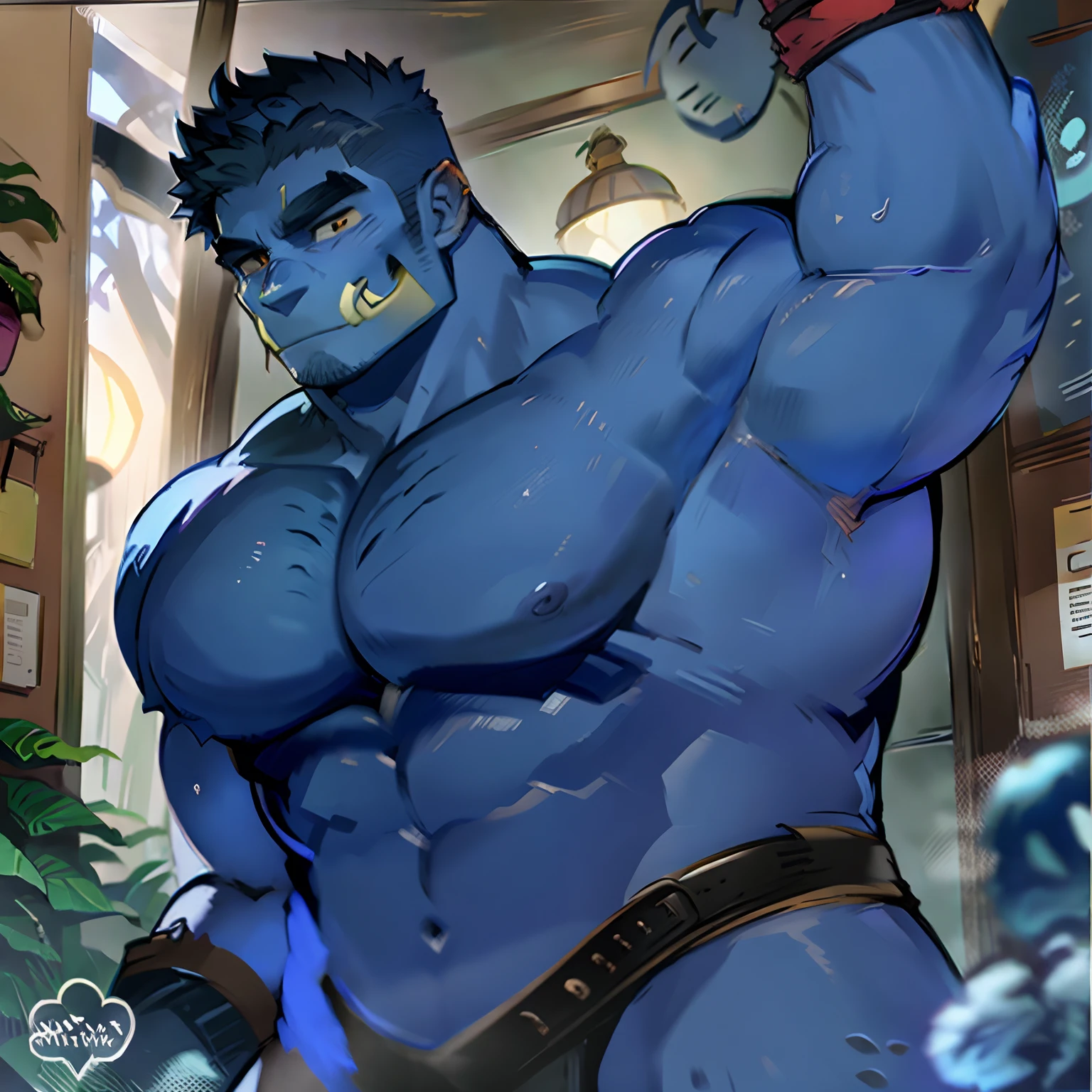 A buff blue orc