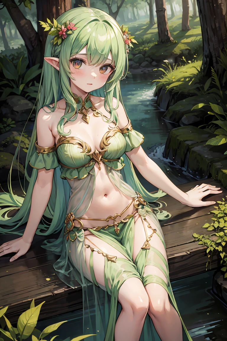 Young dryad in the middle of the skinny forest, outfit sensual