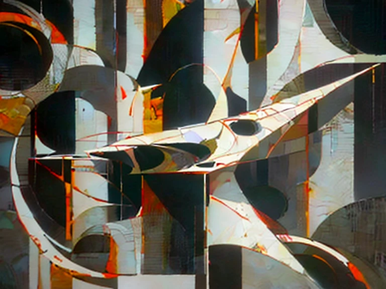 01_((Artistic Masterpiece)),((abstract painting)),((Avant-garde)),(contemporary art), Temporary art, design. (Geometric shapes), (plane), (trigonometry). Modern architectural forms. Project.
02_(High quality), (graphic drawing), (laconic, clear silhouette), (Clear graphic line - color graphics), (drawn Anime style), high artistic quality of the image.
  03_A young girl, half-turned, stands at full height in front of the camera. Graceful figure, small breasts, long hair - red, short. She is wearing a blue openwork dress, satin - click. Her hair is decorated with several flowers, lilies, or lotuses. Expensive jewelry on her body emphasizes the grace of her forms.
 04_In her hand she holds a cybernetic skull, a defeated mechanical enemy, in her hands. Wires and electronic elements are part of this form.
Bright juicy image, sun, contrasting warm light, cold shade of greenery. Hand-drawn style, illustration, concept. High quality, best sample.
High quality. Wide format 8K. Restrained range of colors. Clarity of forms.