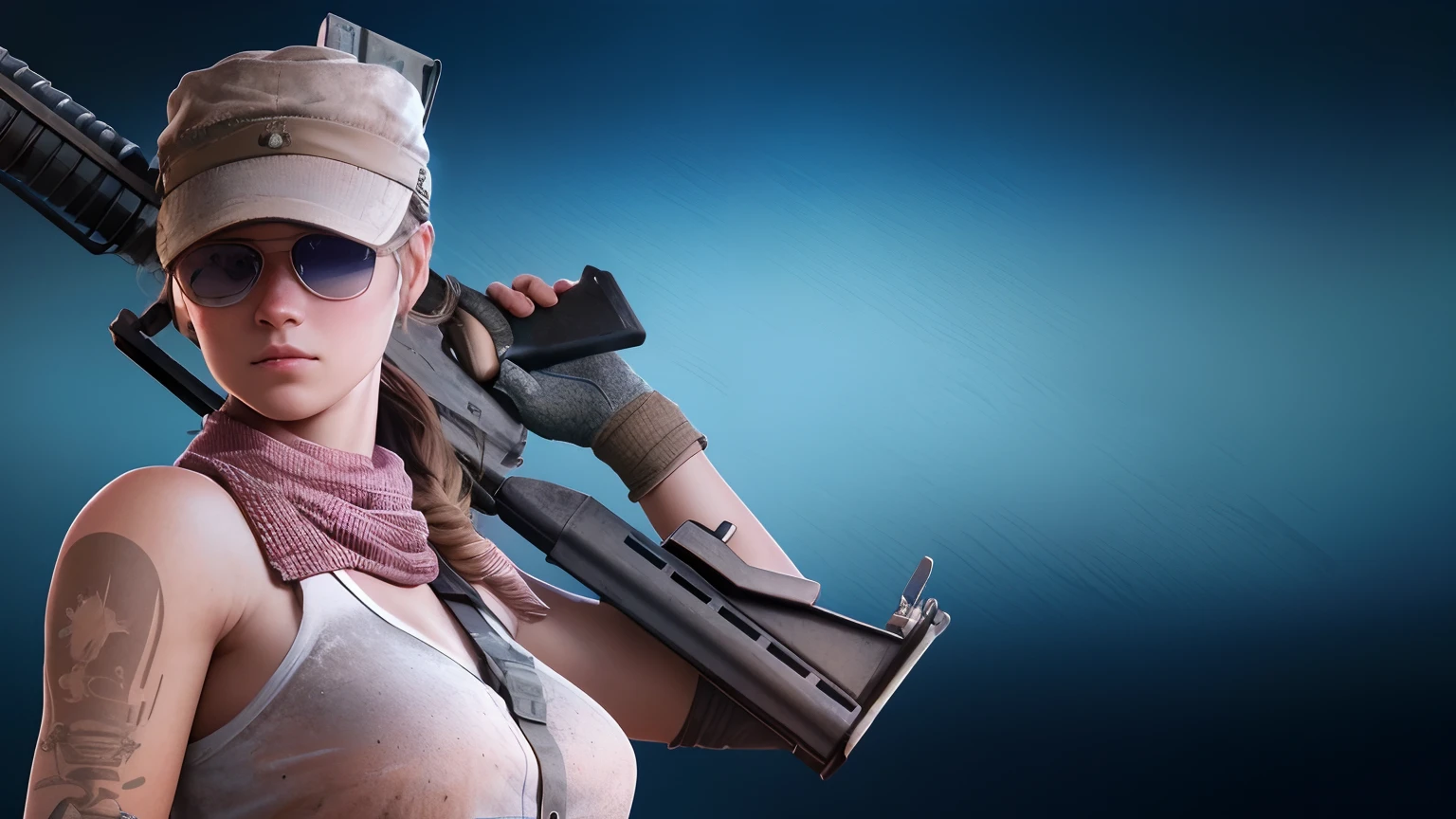 Un primer plano de una mujer sosteniendo una pistola y un rifle, Antecedentes del campo de batalla, Backround del campo de batalla, de una francotiradora en la guerra, Antecedentes del campo de batalla, Fondo de pantalla de PC, Tiro centrado, juego CG, Infantry girl, mechanized soldier girl, Ilustraciones de fondo, soldier girl, Campo de batalla de fondo, En Game Capture 3D Render, barbara hammer 4 k, 2 d cg