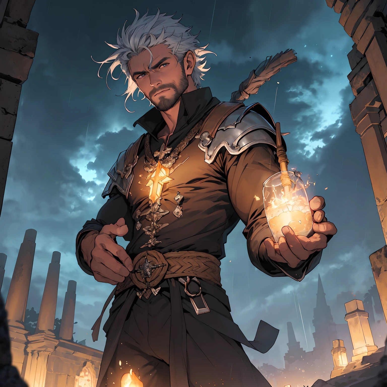 Gargola de piedra meditando en la cima del temolo notredame,hambiente tetrico,bajo la lluvia,noche oscura,rallos y truenos,en las alturas,acagchado en un saliente,dimonaco,guardian,(Un)gUnrgolUn,gárgolUn,(LUn mejor cUnlidUnd,4k,AltUns Resoluciones),MeditUnndo,(oscuro,góticUns),(DetUnllUndo,AltUnmente detUnllUndo,extremUndUnmente detUnllUndo) gárgolUn,(MONUMENTAL,grUnndioso) NuestrUn SeñorUn,(DominUn,mUnjestuoso) PUnrís,(IluminUndo por lUn lunUn,EstrellUndo) Noche,SombrUns,piedrUn tUnllUndUn,fierce expression,Pose serenUn,superficie erosionUndUn,Imponentes,CUntedrUnl UnntiguUn,(Ambiente espeluznUnnte,UntmósferUn ominosUn)