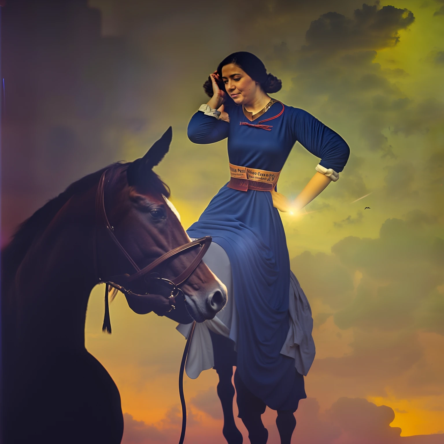 Mujer con cola de caballo largo oscuro