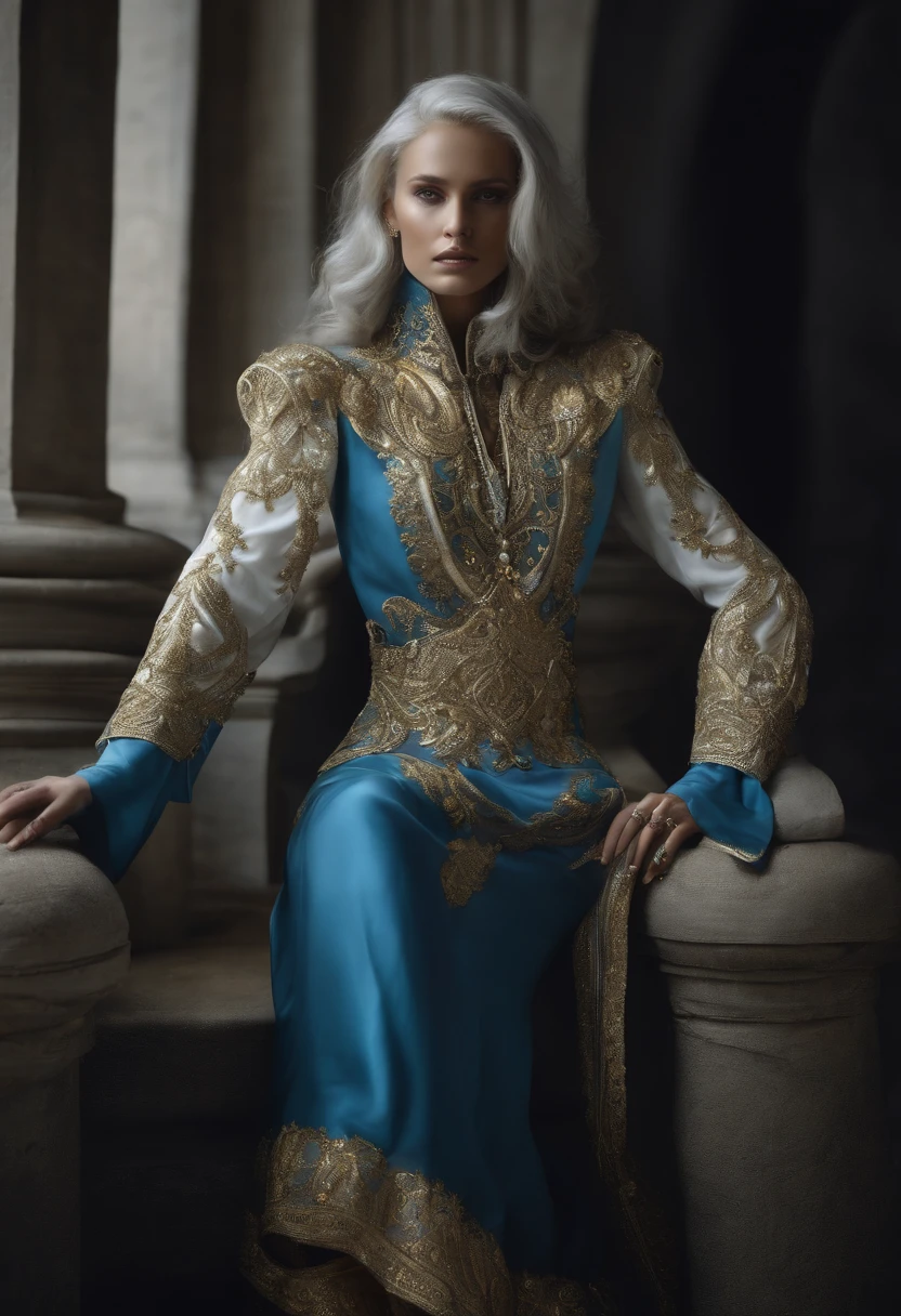 Alien Blue Grey-Ether Golden White Outfit