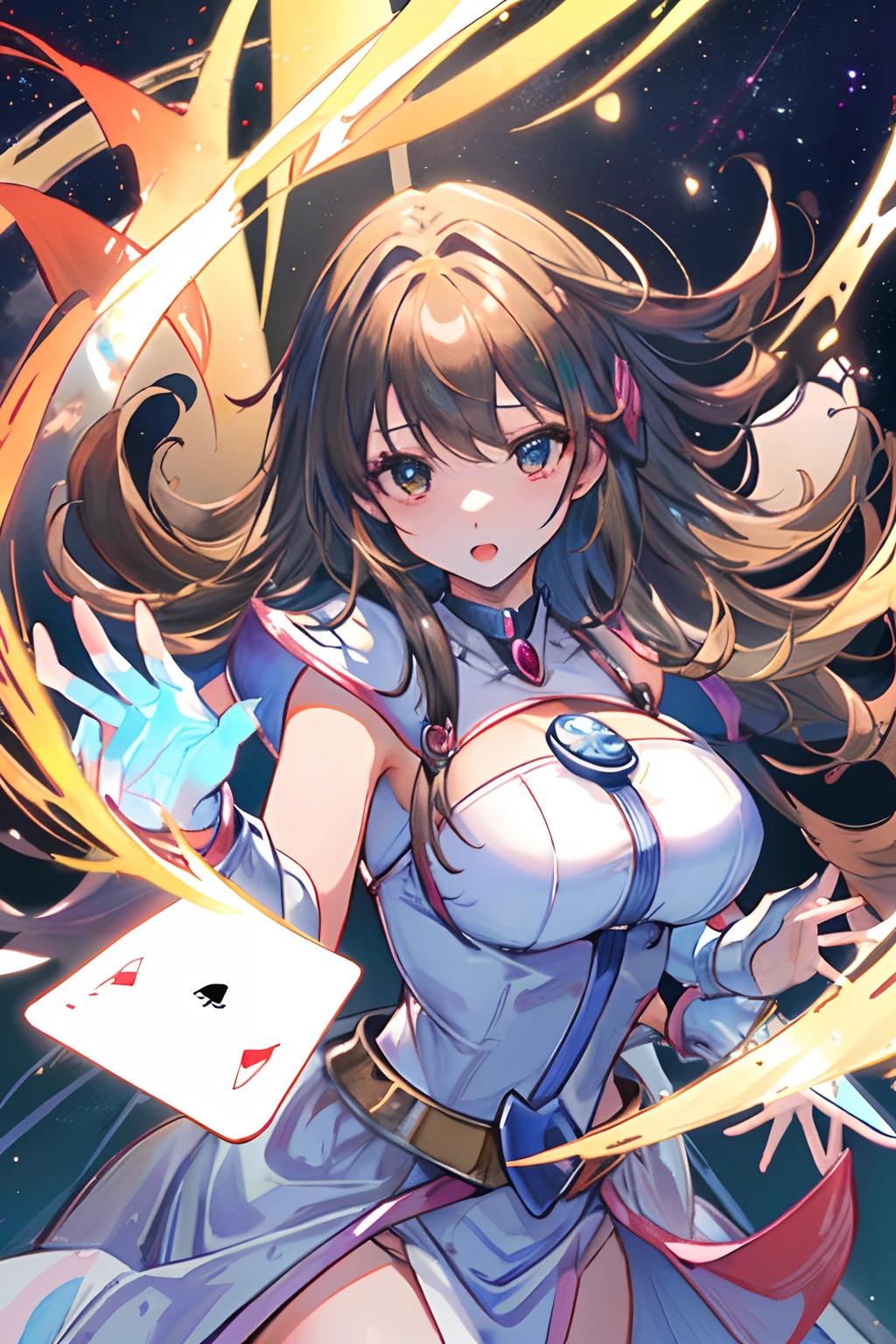 Un mago negro flotando tiernamente, magical aura, Fantastic background, Runas brillantes, (( una carta de Yu-Gi-Oh debajo)), giving the impression that she has been summoned,epic composition, (Intrincado alto detalle), (complex design, Ultra-detalles :1.2), Art Station, (obra maestra, la mejor calidad), Ultra HD, 32K ,octanaje renderizado, bioluminiscente,8K concept art resolution, realismo,por Mappa studios,obra maestra,la mejor calidad,Arte oficial,illustration,clear line,(Fresco_Color),Perfectcomposition,Absurdo, fantasy,( debajo hay un mapa de Yu-Gi-Oh), Diagramas