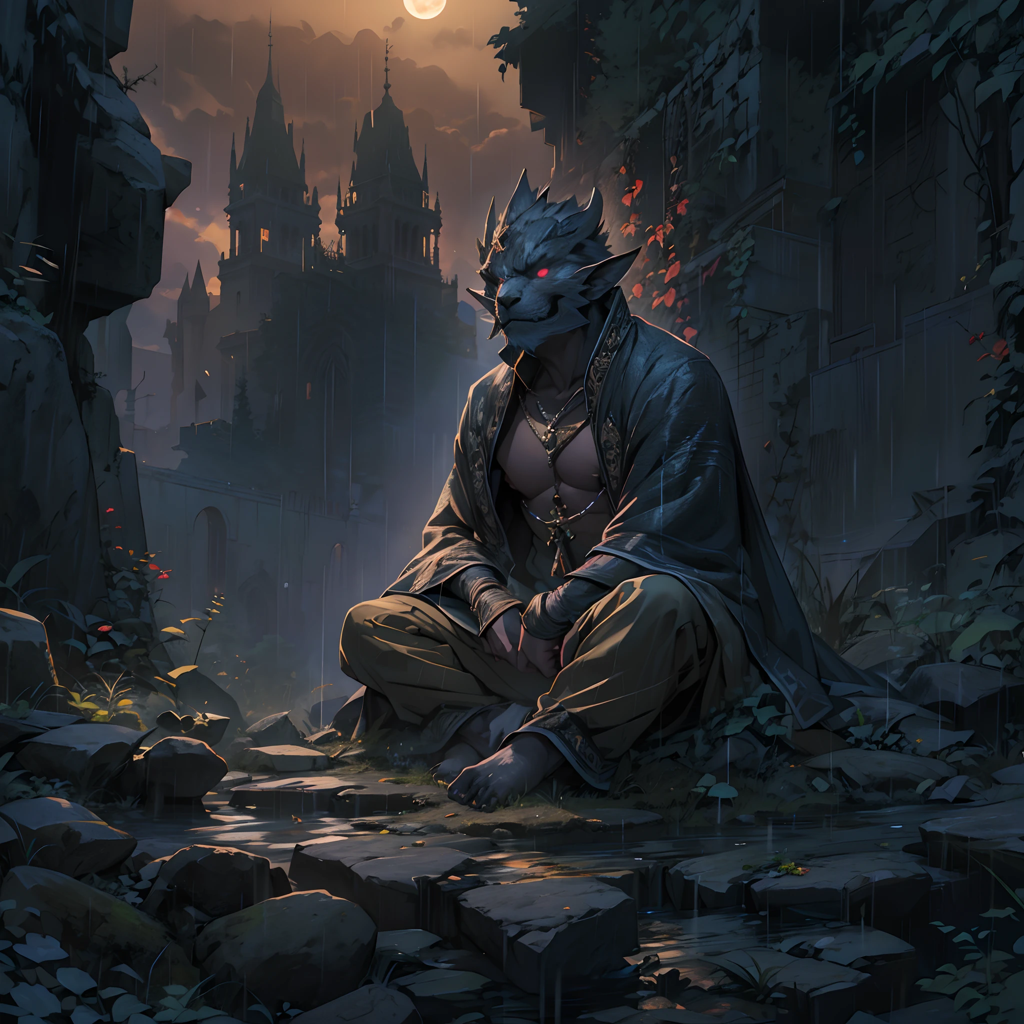 Gargola de piedra meditando en la cima del temolo notredame,hambiente tetrico,bajo la lluvia,noche oscura,rallos y truenos,en las alturas,acagchado en un saliente,dimonaco,guardian,(Un)gUnrgolUn,gárgolUn,(LUn mejor cUnlidUnd,4k,AltUns Resoluciones),MeditUnndo,(oscuro,góticUns),(DetUnllUndo,AltUnmente detUnllUndo,extremUndUnmente detUnllUndo) gárgolUn,(MONUMENTAL,grUnndioso) NuestrUn SeñorUn,(DominUn,mUnjestuoso) PUnrís,(IluminUndo por lUn lunUn,EstrellUndo) Noche,SombrUns,piedrUn tUnllUndUn,fierce expression,Pose serenUn,superficie erosionUndUn,Imponentes,CUntedrUnl UnntiguUn,(Ambiente espeluznUnnte,UntmósferUn ominosUn)