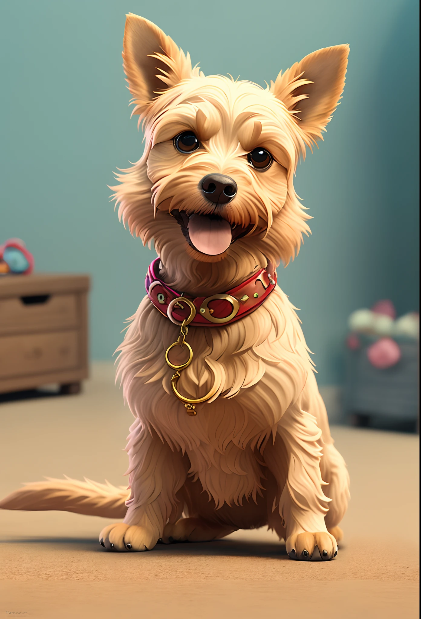 create a disney pixar movie cover titled “Deeva” with a yorkie dog on the front. 3D Image