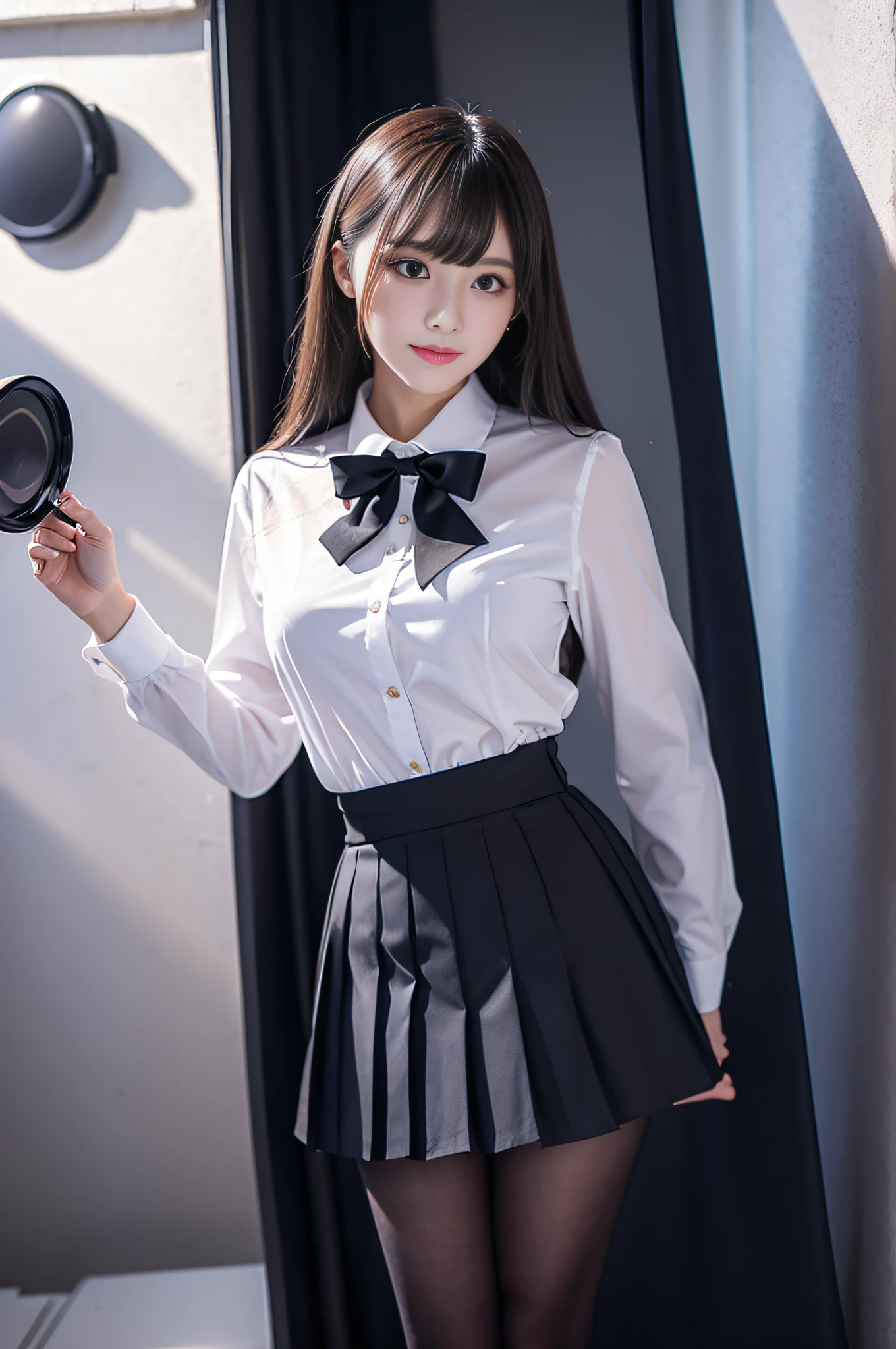 Charming beauties、Black pantyhose、hi-school girl、White blouse、blazers、Black pleated skirt、beauty legs、Dyed in darkness、Brainwashing makeup、brainwashed