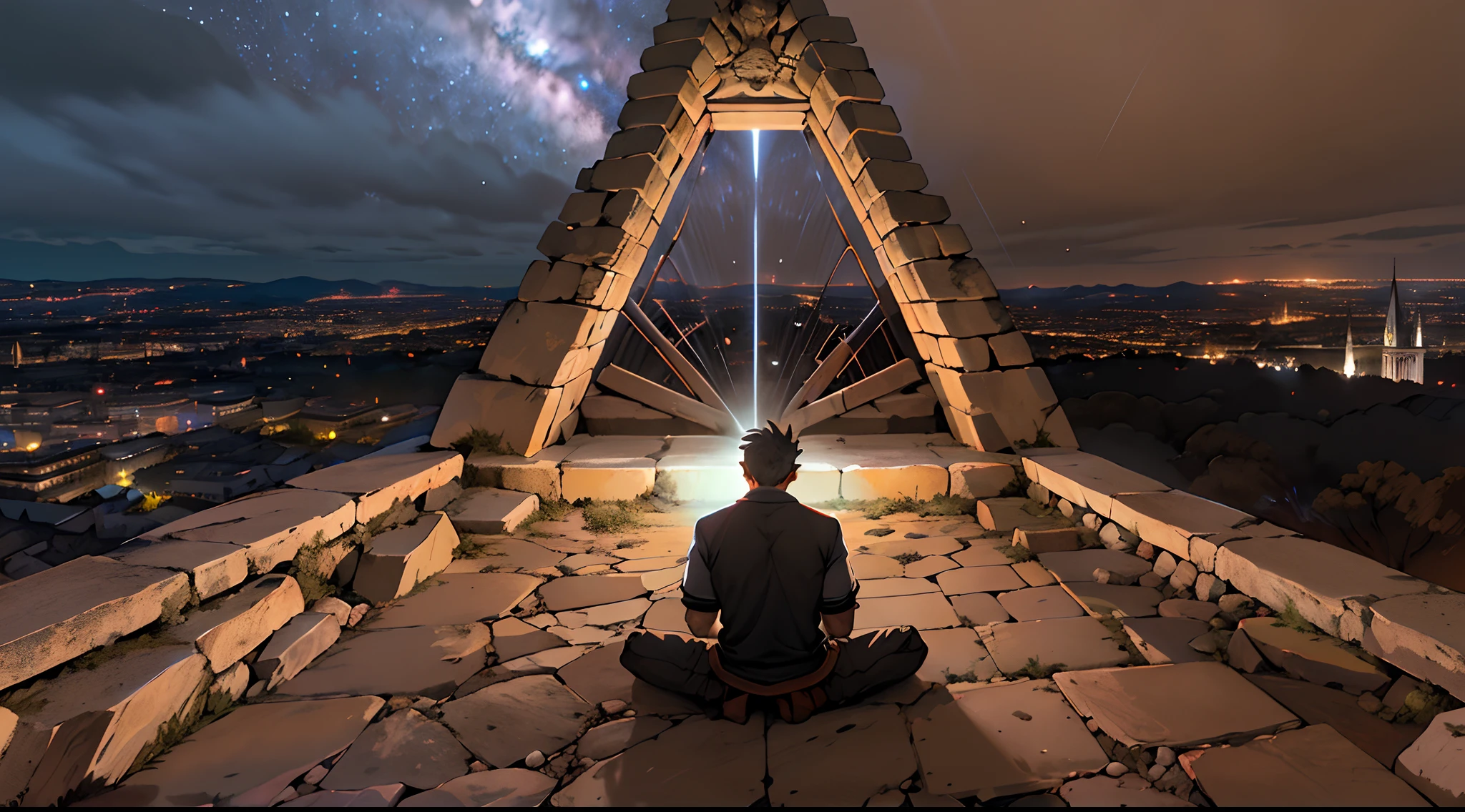 Gargola de piedra meditando en la cima del temolo notredame,hambiente tetrico,bajo la lluvia,noche oscura,rallos y truenos,en las alturas,acagchado en un saliente,dimonaco,guardian,