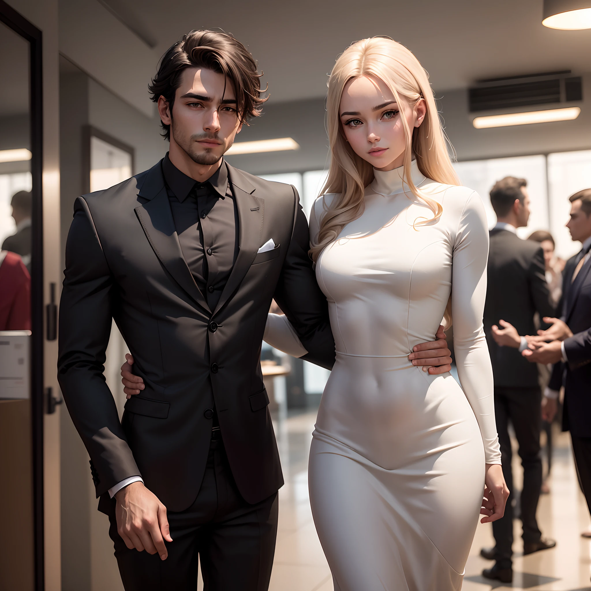"Imaginemos um personagem chamado Alex: ele tem cabelos castanhos cuidadosamente desalinhados, olhos azuis penetrantes e uma barba bem aparada que emoldura seu rosto. His posture is confident and elegant, with a medium height and an athletic physique, Not overly muscular, mas tonificado e equilibrado.Vestindo um elegante terno preto, It exudes an air of urban sophistication. On the coffee scene, Alex is holding a steaming cup of coffee, observando o movimento na rua com um leve sorriso no rosto. Your gaze is calm, transmitindo uma personalidade tranquila e observadora.Already during the tour, vemo-lo caminhando com uma leveza confiante pelas ruas movimentadas, while greeting acquaintances with a friendly wave. Seu terno, though impeccable, It seems to suit your relaxed way of moving naturally.Despite the different situations, o rosto de Alex permanece consistente: Confidence, Calmness and elegance are reflected in every facial expression. It conveys a magnetic and confident presence, Becoming the center of attention, even when you are immersed in different scenarios and activities."