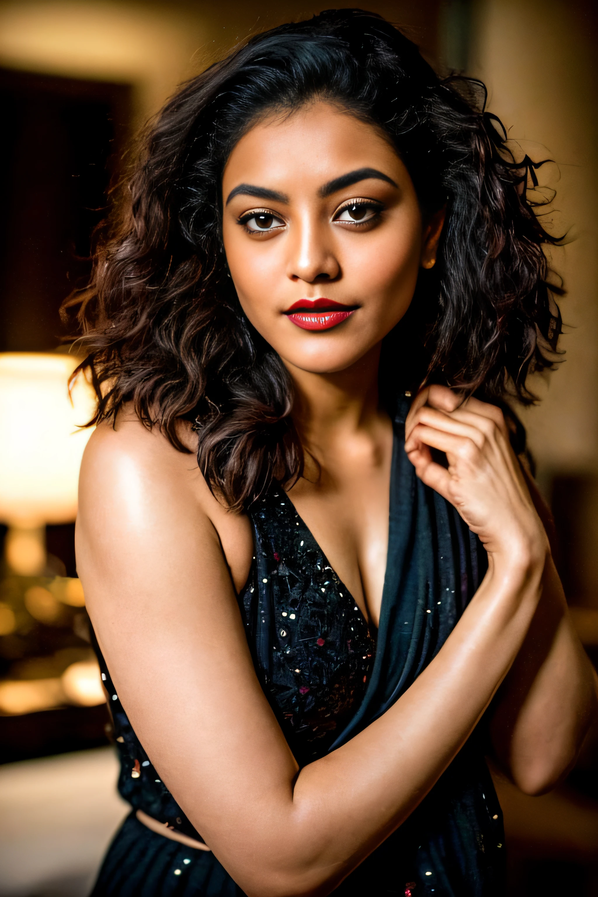 (editorial photograph of two young Indian women in red lips), karla ortiz, (highly detailed face:1.4) (smile:0.7) (backround 5 star hotel , moody, private study:1.3) POV, by lee jeffries, nikon d850, film stock photograph ,4 kodak portra 400 ,camera f1.6 lens ,rich colors ,hyper realistic ,lifelike texture, dramatic lighting , cinestill 800, realistic, nacked big boobs actress, karla ortiz, posing!!, candid picture, by Max Dauthendey,