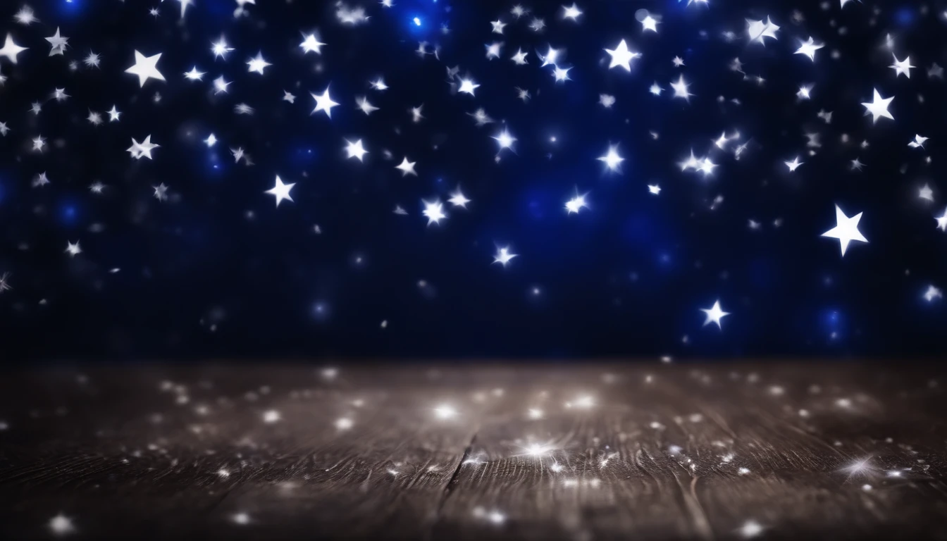 A vibrant royal blue background with sparkling silver stars scattered across, evoking a magical and wintery feel.