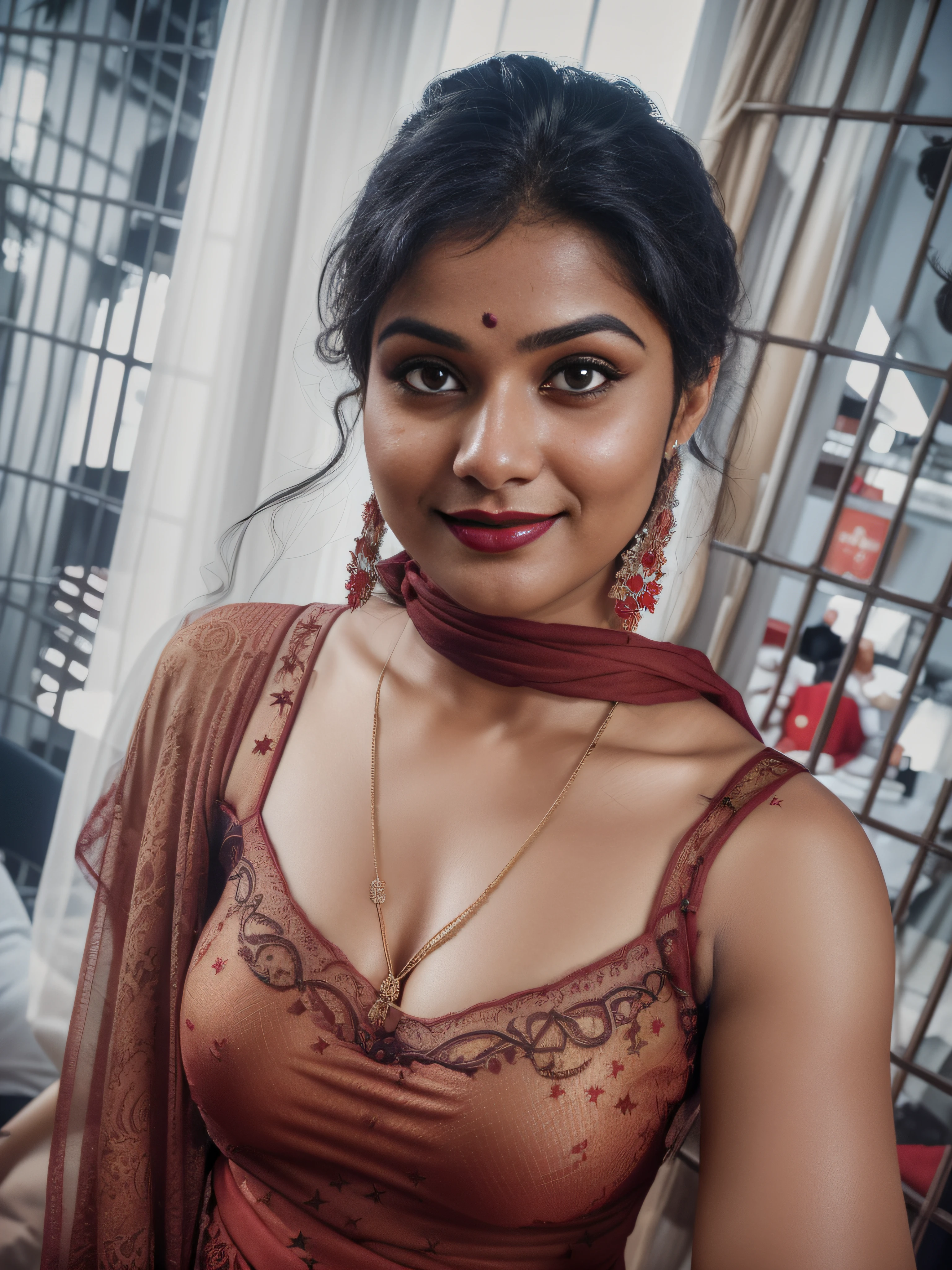 (editorial photograph of a young srilanka women in red lips closup shoot of vedika), karla ortiz, (highly detailed face:1.4) (smile:0.7) (backround 5 star hotel , moody, private study:1.3) POV, by lee jeffries, nikon d850, film stock photograph ,4 kodak portra 400 ,camera f1.6 lens ,rich colors ,hyper realistic ,lifelike texture, dramatic lighting , cinestill 800, realistic,  seductive big boobs actress, karla ortiz, posing!!, candid picture, by Max Dauthendey,