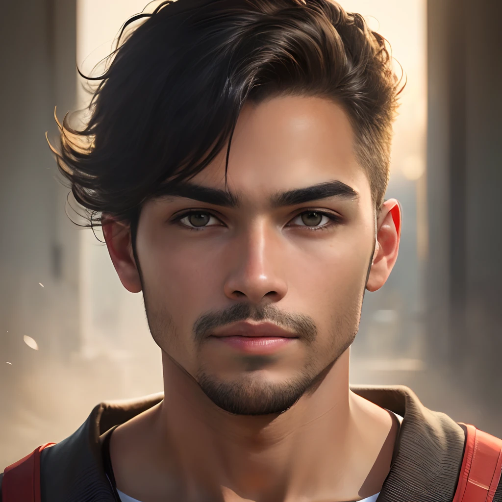 realistic closeup portrait, brownskin male, natural light, sharp, detailed face, press, photo, focus, his face is forward, super detailed