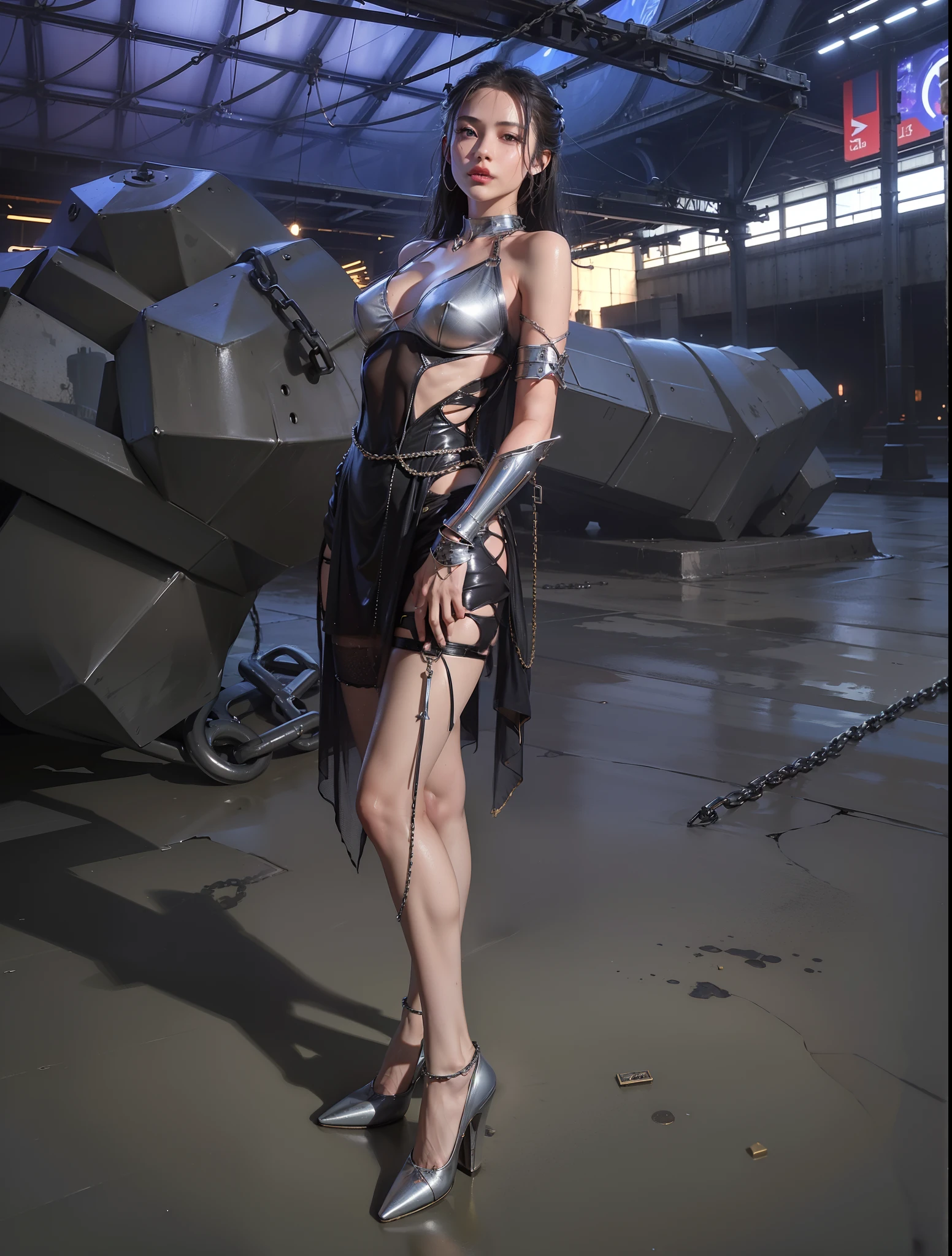 ,((Dressed in a see-through costume of a superheroine)),(, No bra)), Wet crotch, Wet thighs, Beautiful girl with accentuated slender abs: 1.4, (((nipple tips protruding, areola is protruding, The shape of the pubic region is clearly visible)), sixpack abs: 1.4, Bust Botox, Photo, Sharpness, Unique 850 4, Koda850 k portrait camera, F1.6 shots, Ultra-realistic textures, Spectacular light textures, Cinestil 800 Fashion Mechanics, (futuristic sci-fi battle fashion: 1.1), (tied perfectly by chain), Restraint, Slaves, collars, ((wide prison with sunlight)), Dark fantasy, Realistic material details, extreme hight detail, Ultra-realistic materials ((Torn costume))), Wet, Cloudy, (Chained)), ((big emphasized by chains)), ((chains digging into crotch)), ( (Collar)), (, No bra), shredded costumes, broken golden shields and battle spears,, White combat gloves, Combat shoulder armor,  Realistic, (Bruises, ripped clothing, skimpy clothing, Blood: 1.3),  Torn Cape, Torn pantyhose, Long legs, ((iron pipe in the crotch)), Metallic shackles and fetters, ((chains hung from heaven)), Wet crotch is clearly visible, Swarovski's sword and the anatomy beneath his feet, (futuristic sci-fi battle fashion, Torn mesh stockings),White，Leg repair