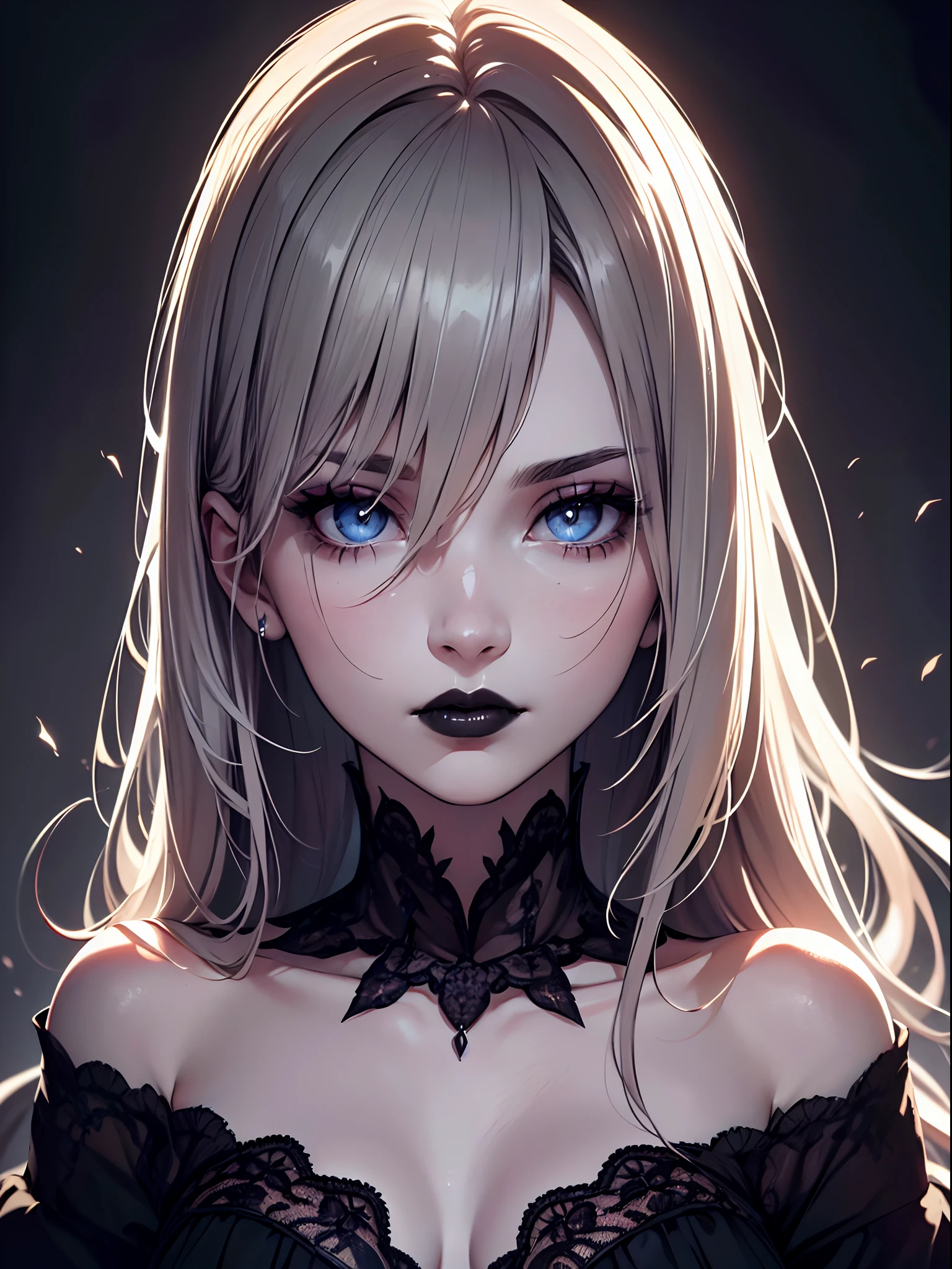 realistic1girl,beautiful detailed eyes,beautiful detailed lips,extremely detailed eyes and face,longeyelashes,pale skin,unkempt hair,messy hair,sharp teeth,fangs,horror,dark,moody,dramatic lighting,chiaroscuro,high contrast,cinematic,HDR,8k,high quality,masterpiece,digital painting