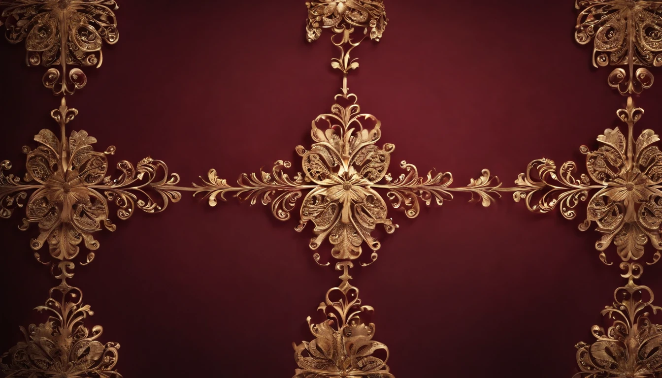 A classic and timeless background of rich burgundy with intricate gold filigree designs, adding a touch of luxury to any Christmas project.
