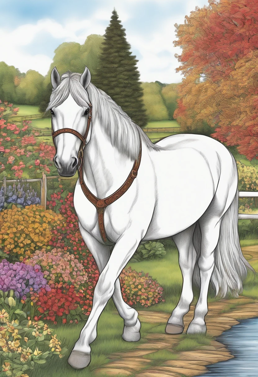 Coloring page of a hourse