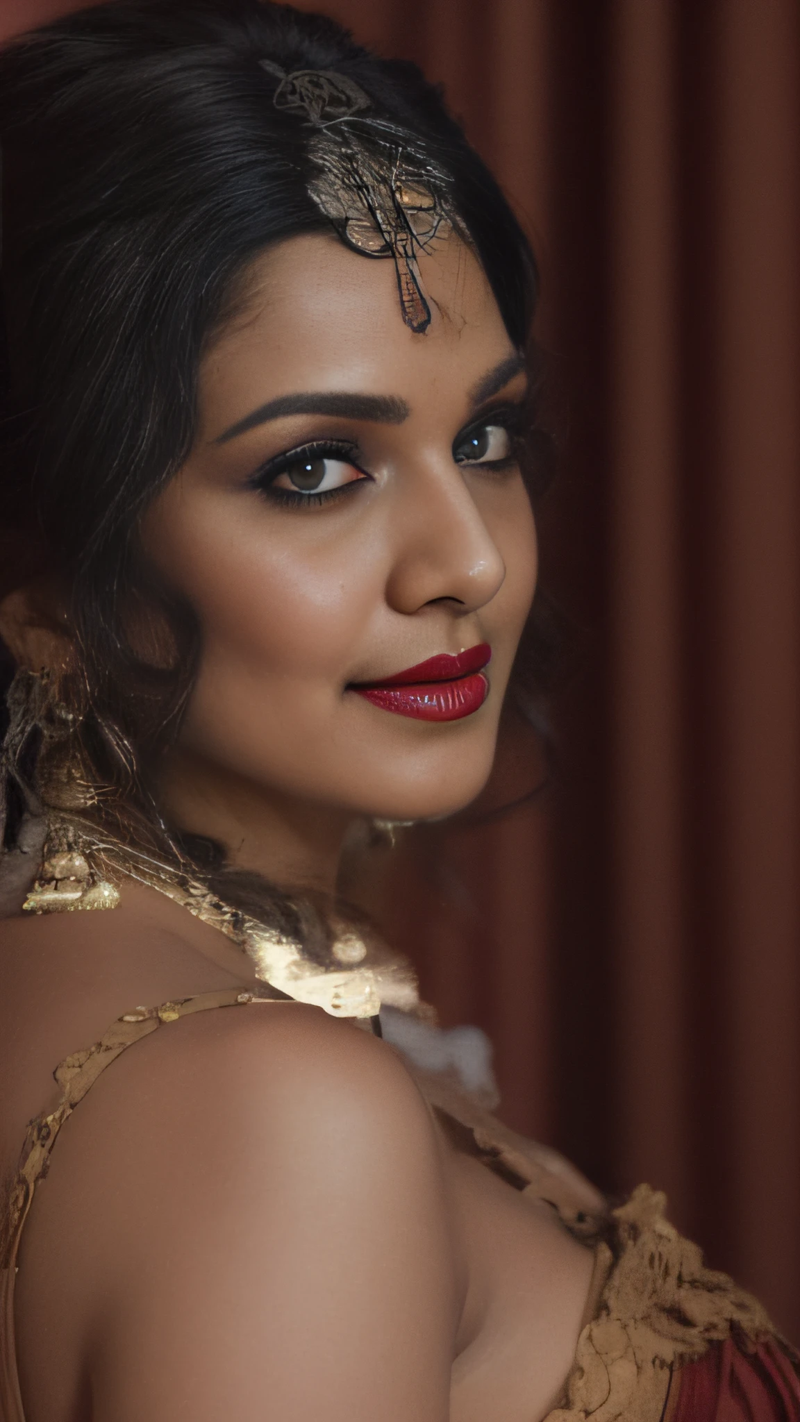 (editorial photograph of a young Indian women in red lips), karla ortiz, (highly detailed face:1.4) (smile:0.7) (backround 5 star hotel , moody, private study:1.3) POV, by lee jeffries, nikon d850, film stock photograph ,4 kodak portra 400 ,camera f1.6 lens ,rich colors ,hyper realistic ,lifelike texture, dramatic lighting , cinestill 800, realistic, nacked big boobs actress, karla ortiz, posing!!, candid picture, by Max Dauthendey,