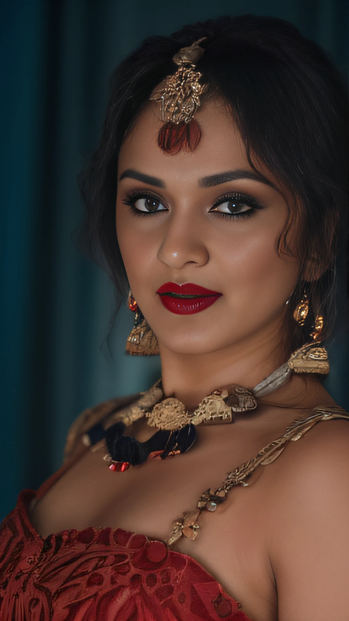 (editorial photograph of a young Indian women in red lips), karla ortiz, (highly detailed face:1.4) (smile:0.7) (backround 5 star hotel , moody, private study:1.3) POV, by lee jeffries, nikon d850, film stock photograph ,4 kodak portra 400 ,camera f1.6 lens ,rich colors ,hyper realistic ,lifelike texture, dramatic lighting , cinestill 800, realistic, nacked big boobs actress, karla ortiz, posing!!, candid picture, by Max Dauthendey,