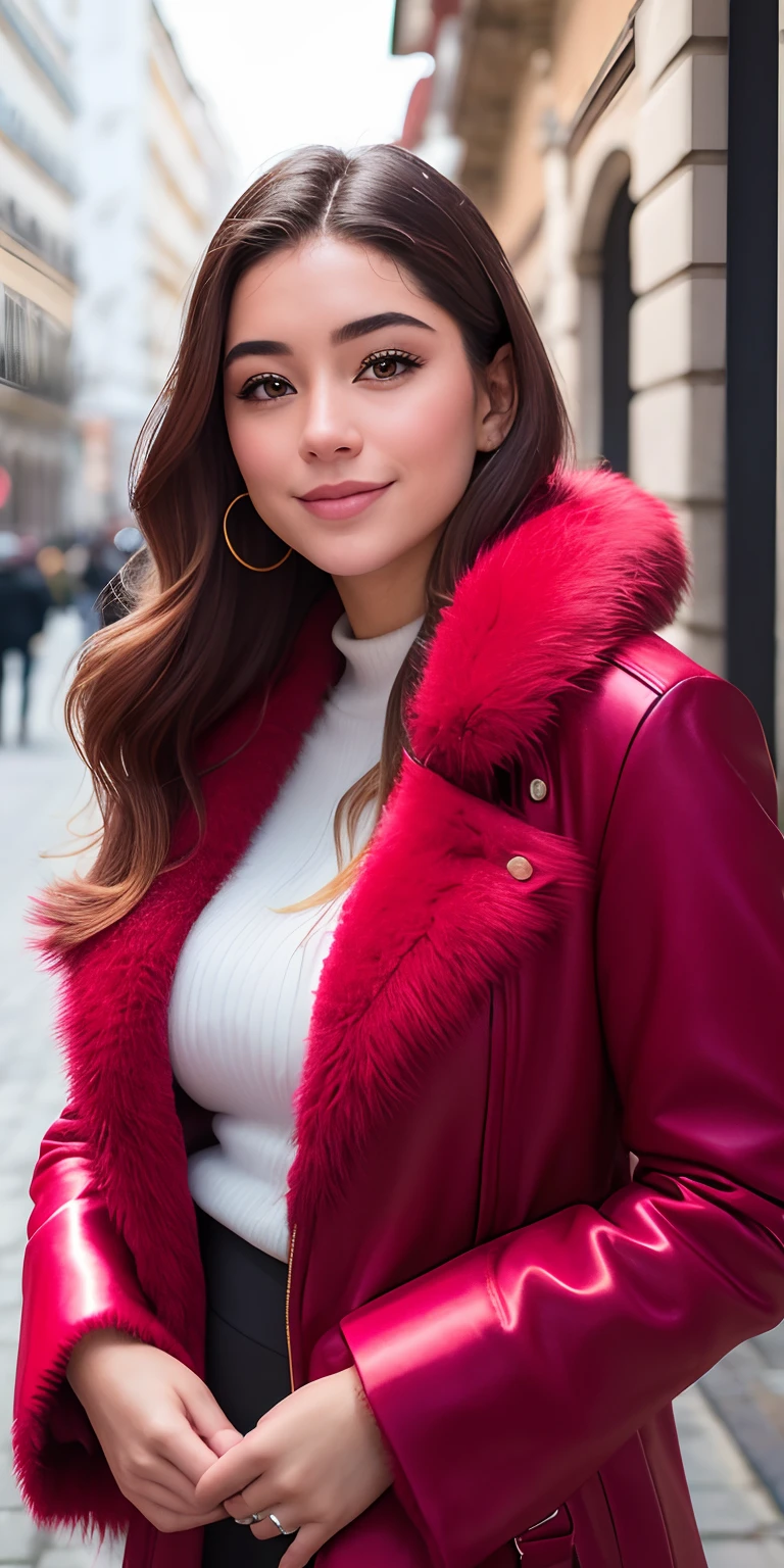 Foto de uma russa de 20 anos, Mulher russa bonita crua, (Loiro com longos cabelos lisos), ((retrato)), ((Rosto detalhado:1.2)), ((detailed facial features)), (pele finamente detalhada), pale skin,Clothes with visible fluffy neckline、Um sexy(cor fria), humid, Refletores, (masutepiece) (perfectly proportions)(fotos realistas)(best quality) (circunstanciado) fotografado em uma Canon EOS R5, Lente 50mm, F/2.8, NFFSW, (Sorrindo)Sorriu、 (papel de parede) (Cinematic lighting) (dramatic lighting) (foco nítido) (Complicado) Standing in a fur coat、Moscovo、quadrado vermelho、cena noturna、Full body photo standing、Desfile de moda Moscou、Ilumine a Catedral de Vasilii loira.