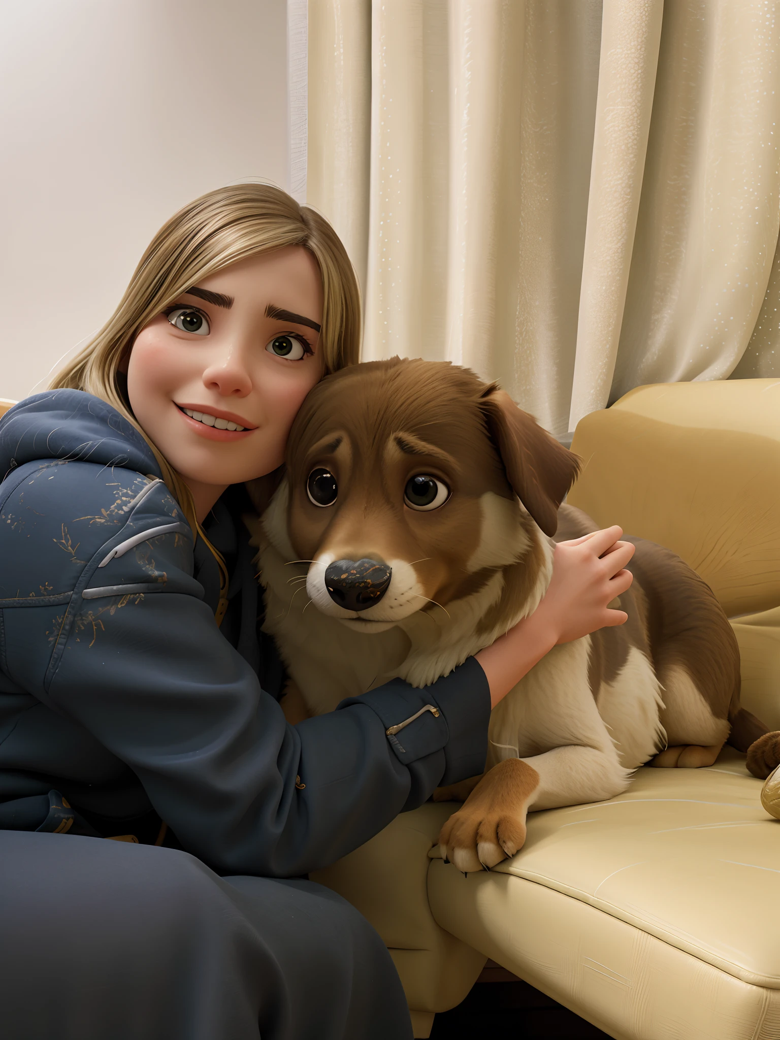 There's a woman sitting on a couch with a dog, Anastasia Ovchinnikova, with dogs, Directed by: Emma Andijewska, Madalena Radziej, imagem de perfil, Valentina Embaralhamento, Viktoria Gavrilenko, Ekaterina, Alina Ivanchenko, Mulher de 30 anos de Cuba, by Amelia Peláez