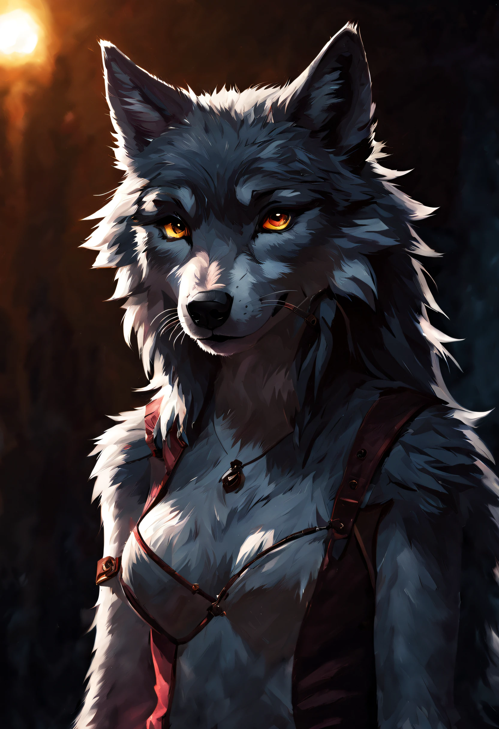 digital artwork, furry, Wolf, 1girl, best quality, masterpiece, digital painting, cinematic lighting