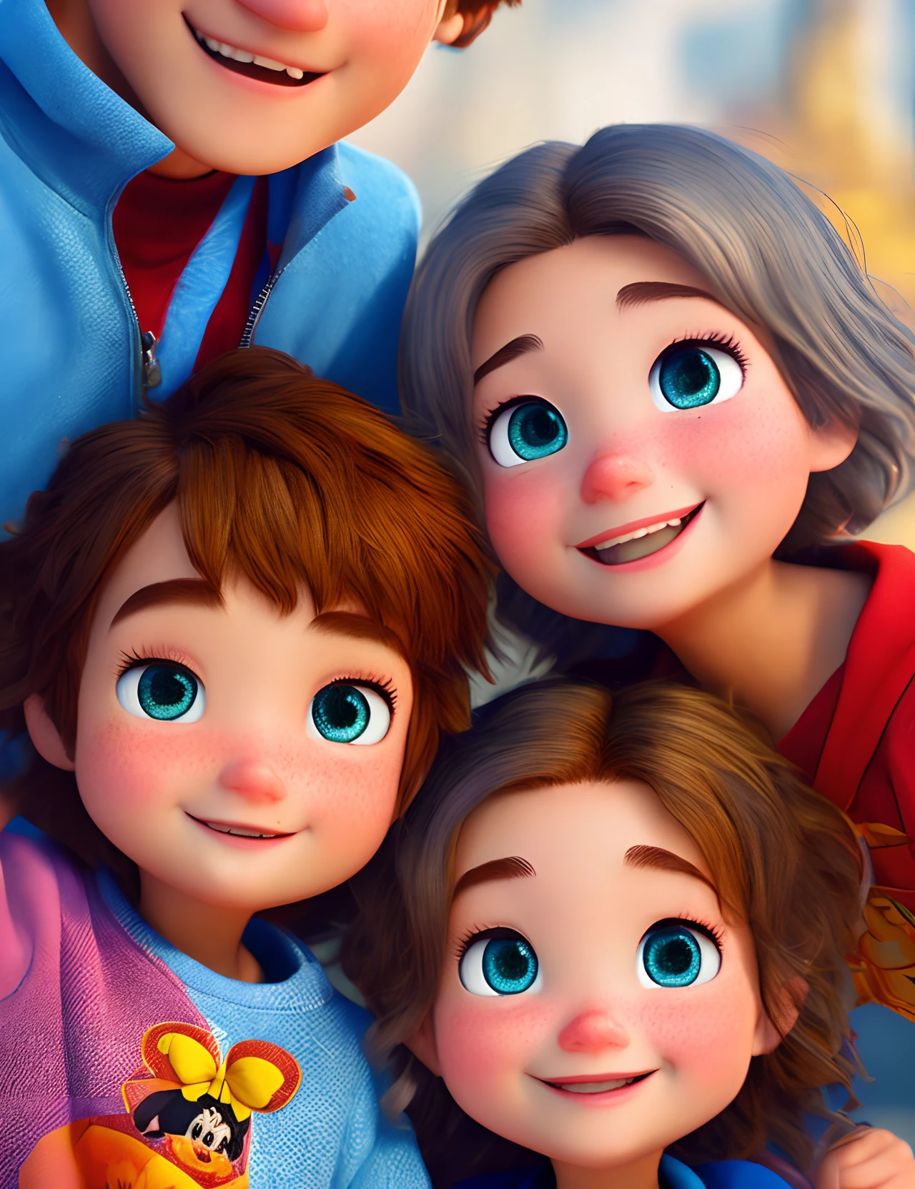 Create disney pixar inspired movie posters. the main focus is two people both female. one girl is wearing a black sweatshirt, she has short chinlength light brown hair worn in a bandana with two strands in front, she has grey eyes and is wearing eyeliner, she has freckles and fairly long eyelashes. the second girl is also wearing a black sweatshirt with short shoulder length shaggy light brown hair, hazel eyes and rosy cheeks. The scene should be in the distinct digital art style of Pixar. The movie title should be printed on the poster on the front. The poster is titled “Norman and Haylie“