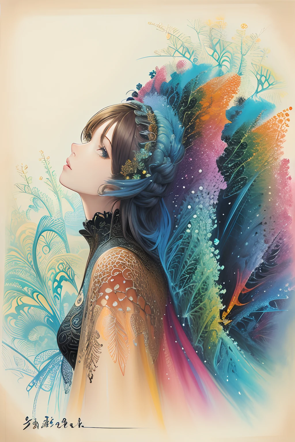 (masterpiece, top quality, best quality, official art, beautiful and aesthetic:1.2), (1girl), extreme detailed,(fractal art:1.3),colorful,highest detailed