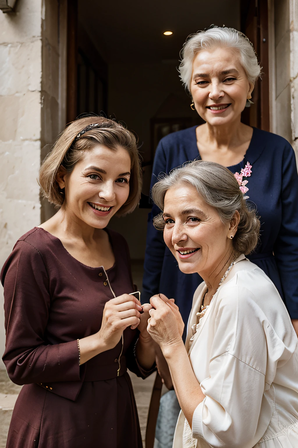 A GATHERING OF LOVELY OLD LADIES, Wearing elegant clothes for aged and wrinkled hair, EXPRESSANDO ALEGRIA E PECULIARIDADE