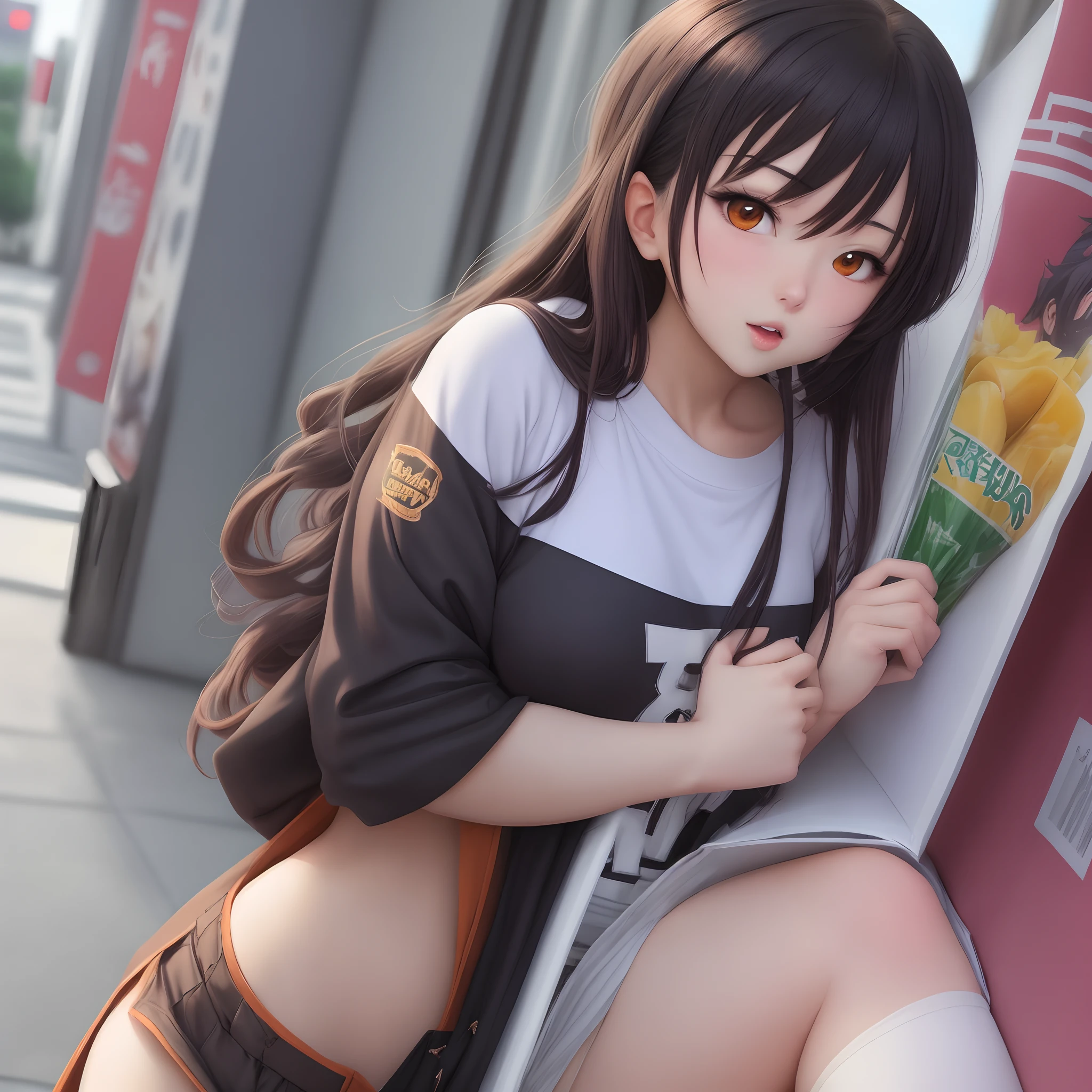 Hot anime girl with on