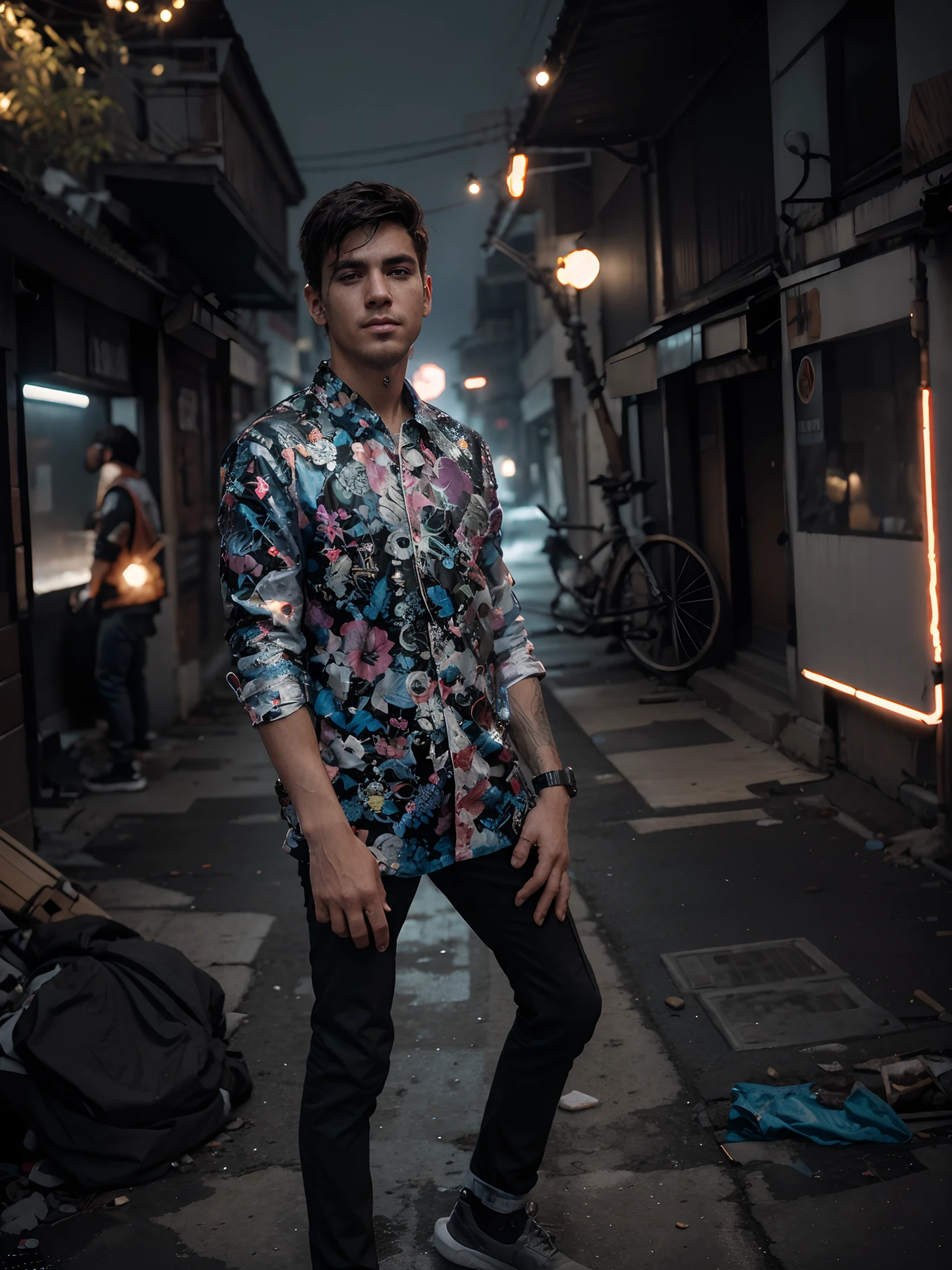 Change background cyberpunk handsome boy real Stick face 8k ultra real Stick