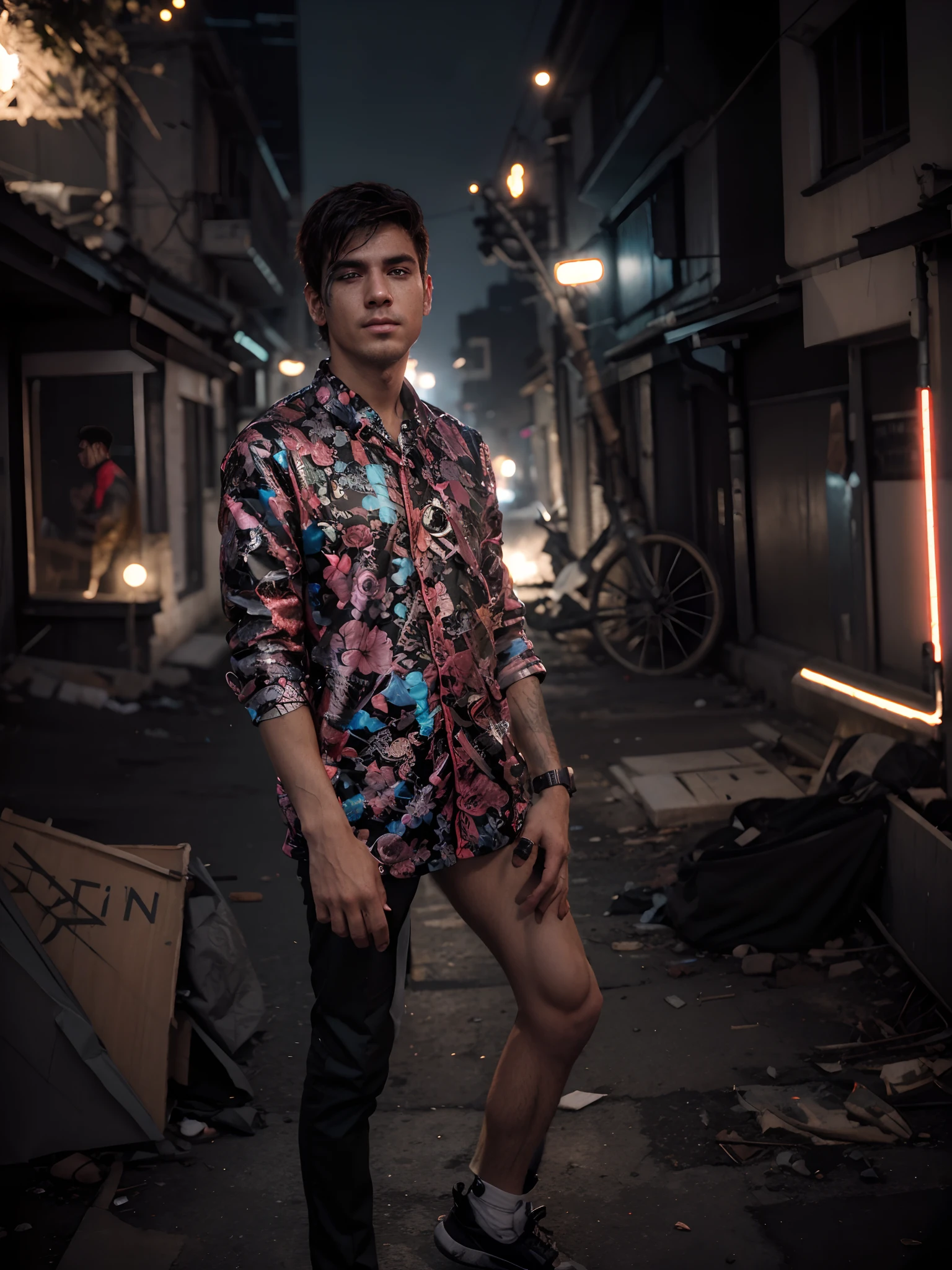 Change background cyberpunk handsome boy real Stick face 8k ultra real Stick