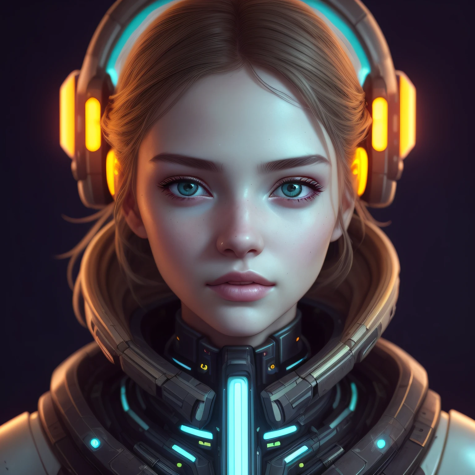 A closeup of a woman with a glowing head and a glowing face, estilo de arte futurista, cara bonita da menina cyberpunk, cyberpunk robotic elvish queen, advanced digital cyberpunk art, menina cyberpunk sonhadora, ciborgue - menina, WLOP. Scifi, bela arte digital, WLOP intrincado, retrato bonito sci - fi girl, arte digital sci-fi, menina ciborgue