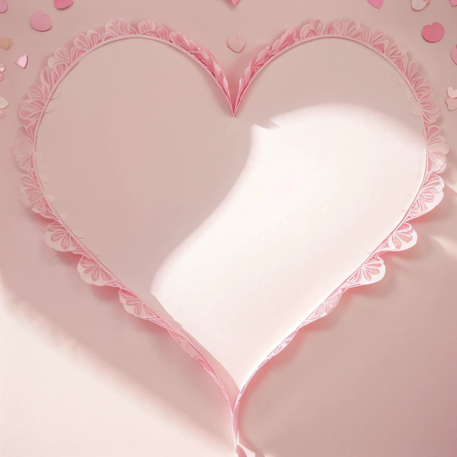 Romantic background banner made of pink paper hearts. Delicate background of thin pink tracing paper in the shape of hearts. Pink background made of hearts with copy space for Valentine's Day