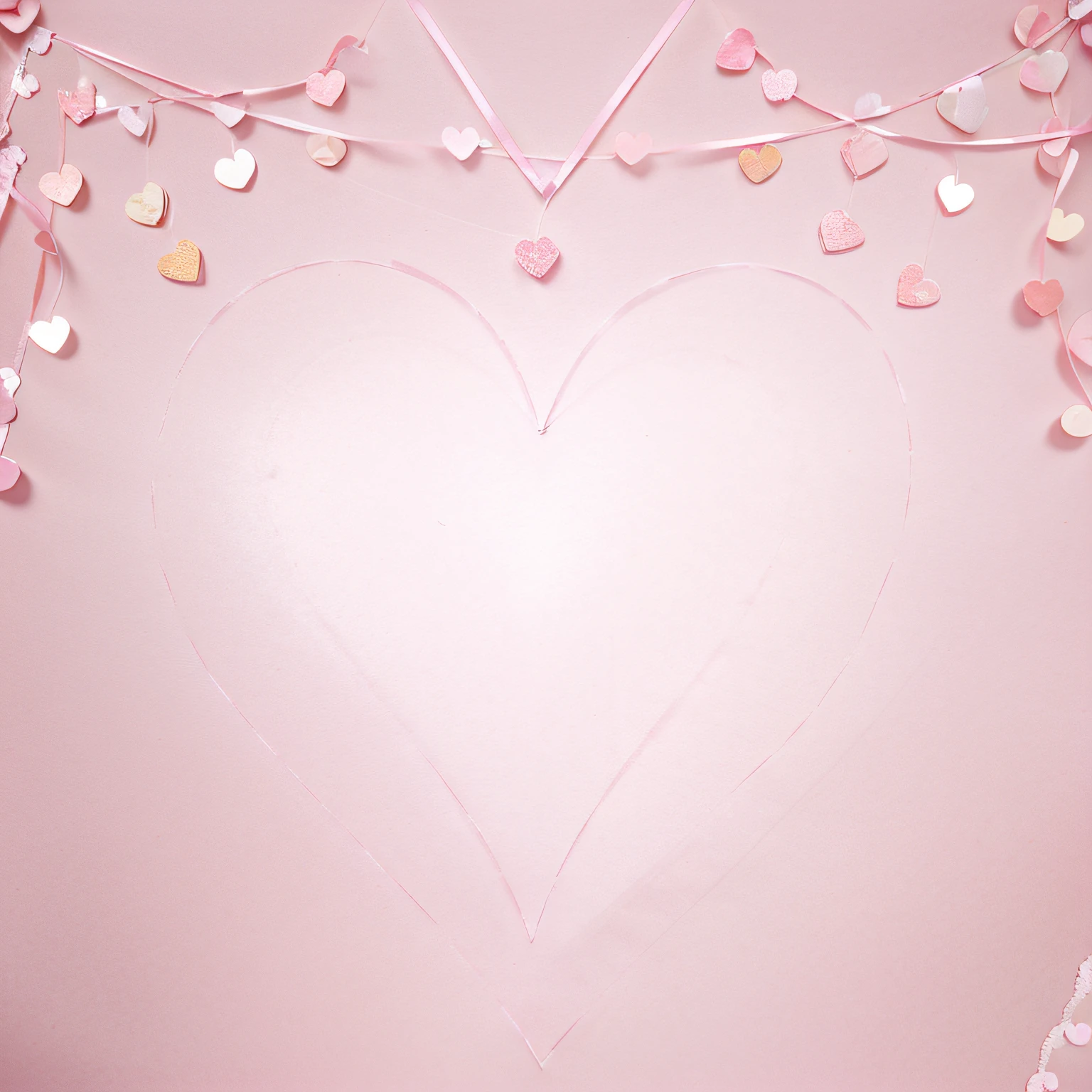Romantic background banner made of pink paper hearts. Delicate background of thin pink tracing paper in the shape of hearts. Pink background made of hearts with copy space for Valentine's Day