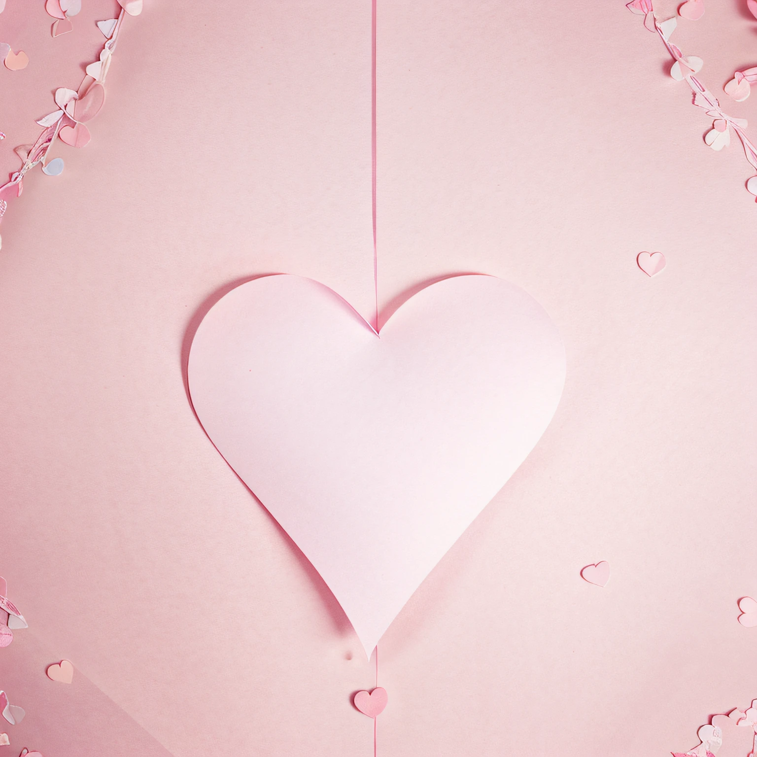 Romantic background banner made of pink paper hearts. Delicate background of thin pink tracing paper in the shape of hearts. Pink background made of hearts with copy space for Valentine's Day
