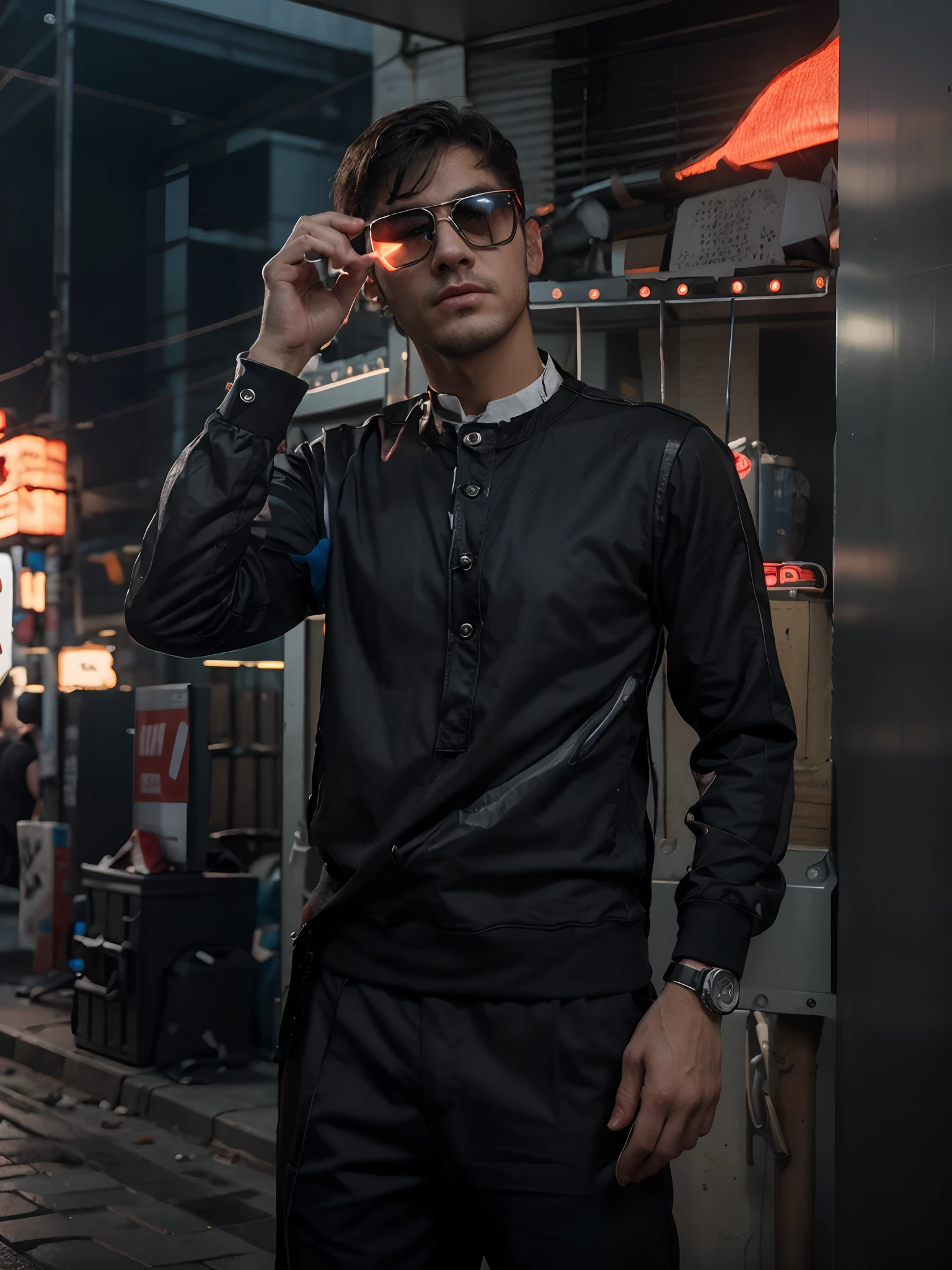 Change background cyberpunk handsome boy real Stick face 8k ultra real Stick
