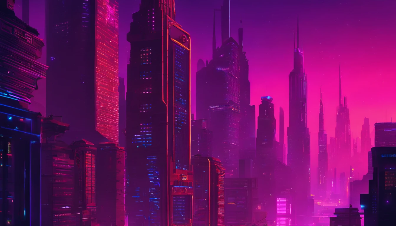 Purple aesthetic for a cyberpunk city