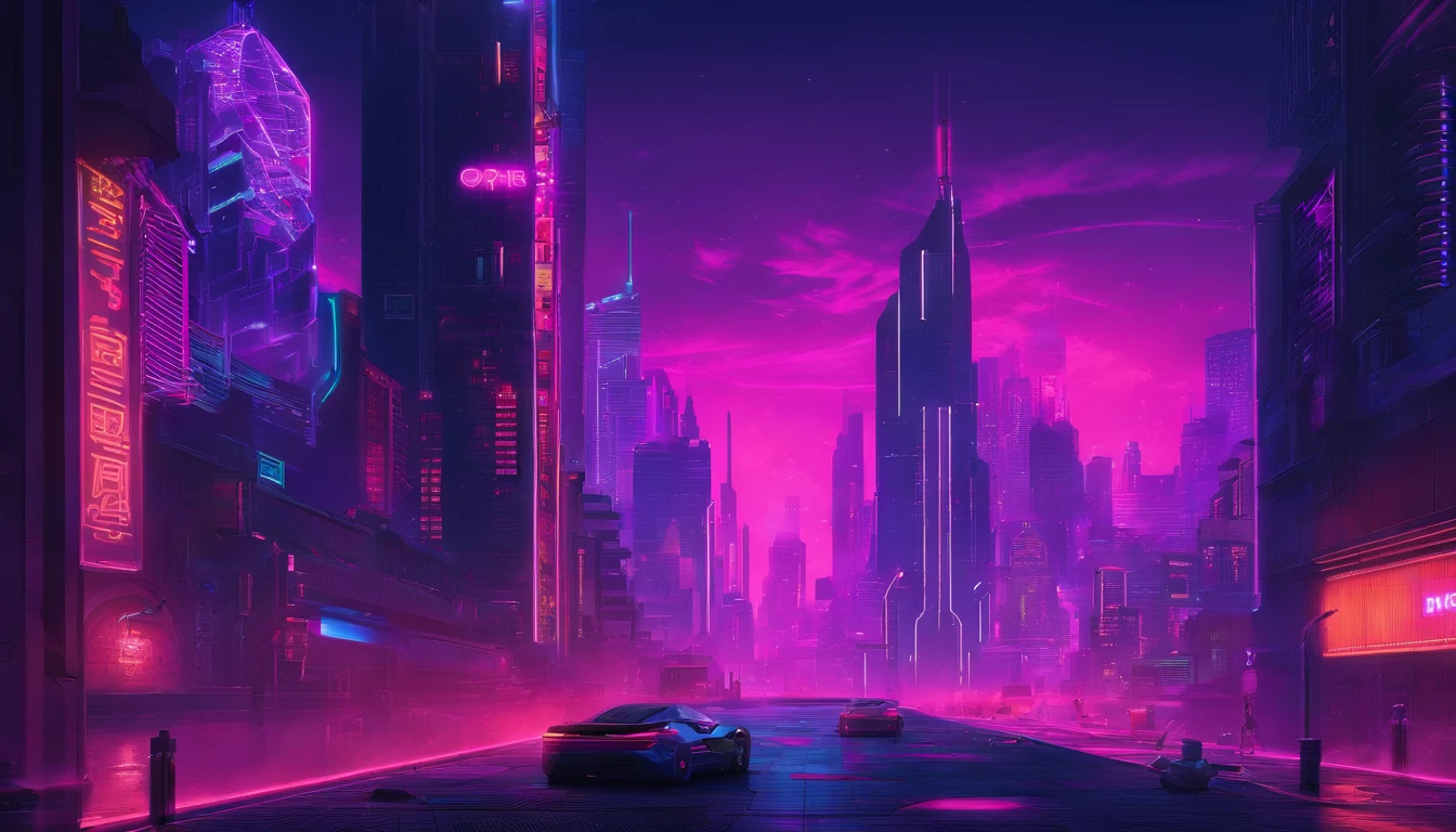 Purple aesthetic for a cyberpunk city