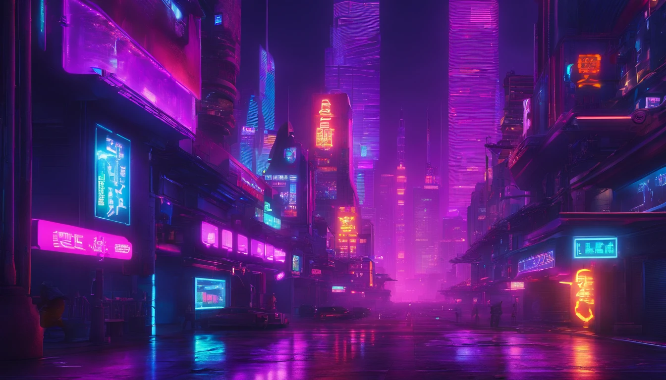 Purple aesthetic for a cyberpunk city